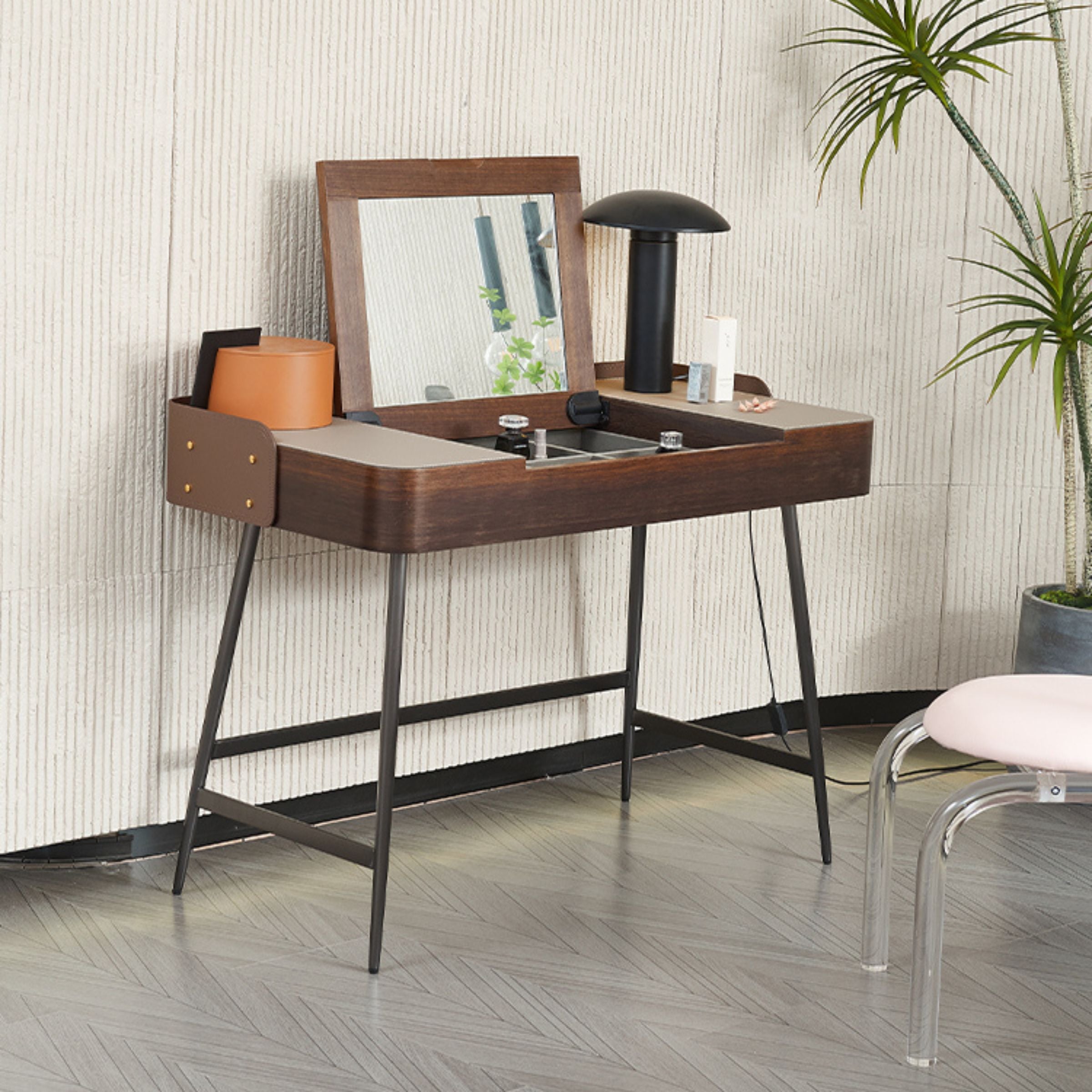 Saddle Leather Stainless Steel Dresser  MLL-T75 -  Dressers - ebarza Furniture UAE | Shop Modern Furniture in Abu Dhabi & Dubai - مفروشات ايبازرا في الامارات | تسوق اثاث عصري وديكورات مميزة في دبي وابوظبي