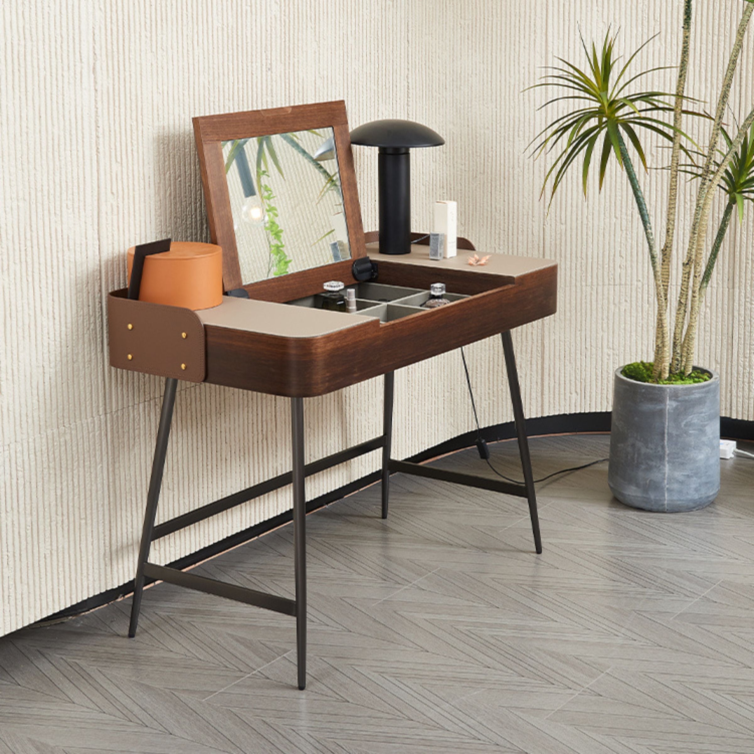 Saddle Leather Stainless Steel Dresser  MLL-T75 -  Dressers - ebarza Furniture UAE | Shop Modern Furniture in Abu Dhabi & Dubai - مفروشات ايبازرا في الامارات | تسوق اثاث عصري وديكورات مميزة في دبي وابوظبي