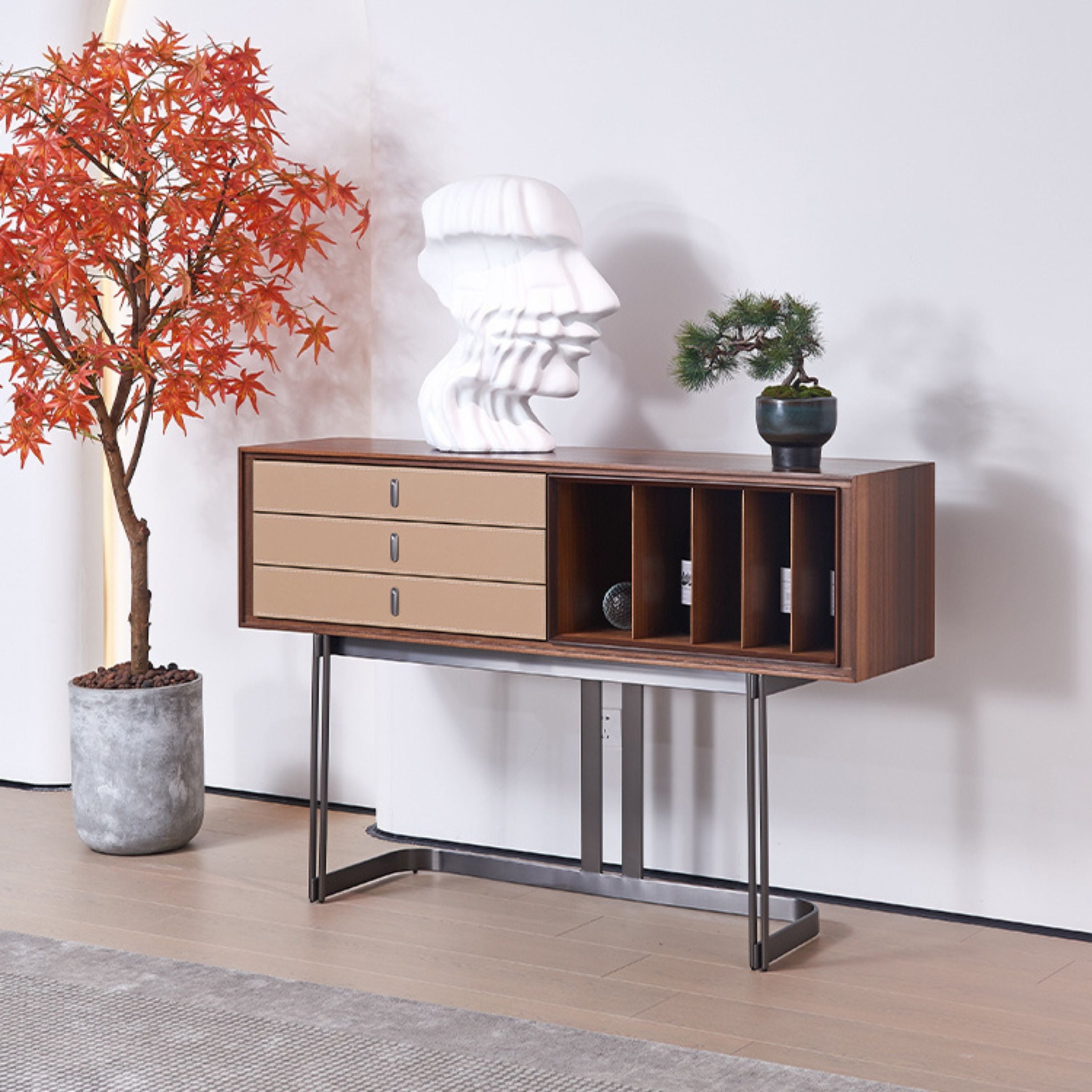 Saddle Leather Sideboard MLL-X01 -  Sideboards - ebarza Furniture UAE | Shop Modern Furniture in Abu Dhabi & Dubai - مفروشات ايبازرا في الامارات | تسوق اثاث عصري وديكورات مميزة في دبي وابوظبي