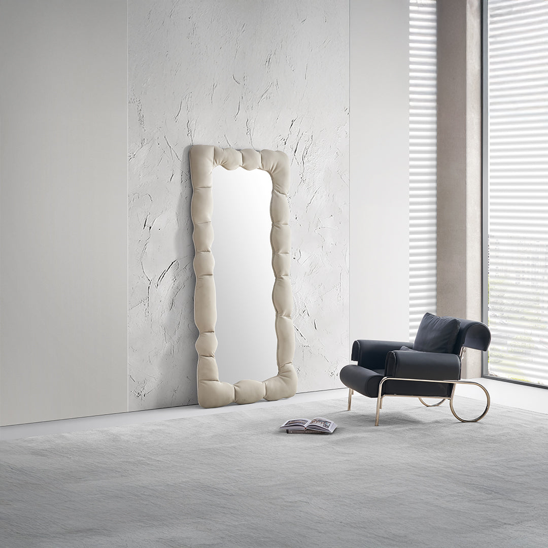 Microfiber Leather Mirror - AC011 -  Mirrors - ebarza Furniture UAE | Shop Modern Furniture in Abu Dhabi & Dubai - مفروشات ايبازرا في الامارات | تسوق اثاث عصري وديكورات مميزة في دبي وابوظبي