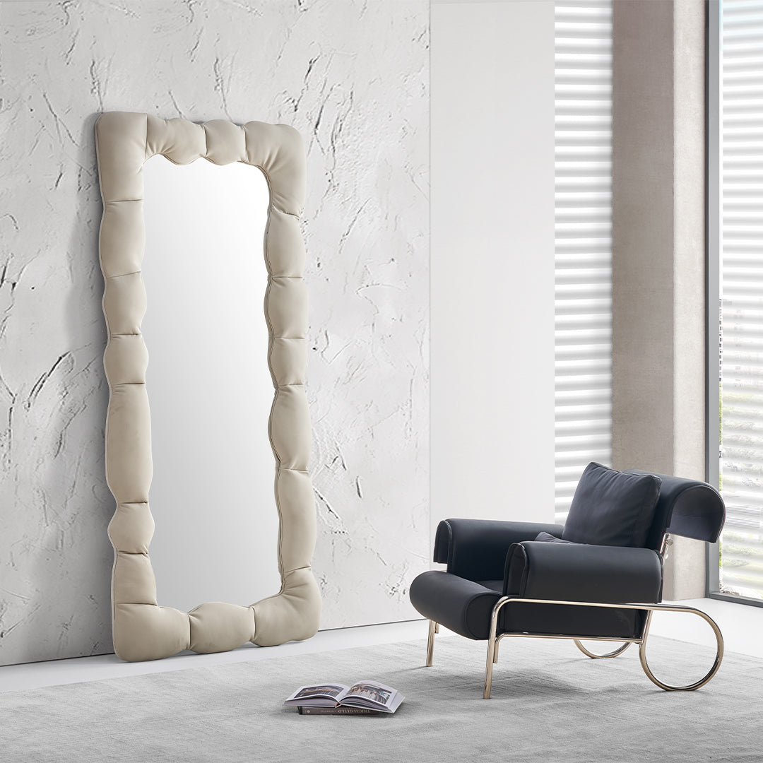 Microfiber Leather Mirror - AC011 -  Mirrors - ebarza Furniture UAE | Shop Modern Furniture in Abu Dhabi & Dubai - مفروشات ايبازرا في الامارات | تسوق اثاث عصري وديكورات مميزة في دبي وابوظبي