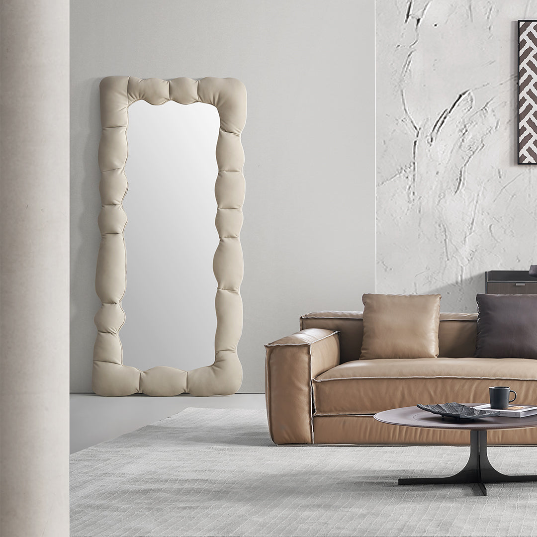 Microfiber Leather Mirror - AC011 -  Mirrors - ebarza Furniture UAE | Shop Modern Furniture in Abu Dhabi & Dubai - مفروشات ايبازرا في الامارات | تسوق اثاث عصري وديكورات مميزة في دبي وابوظبي