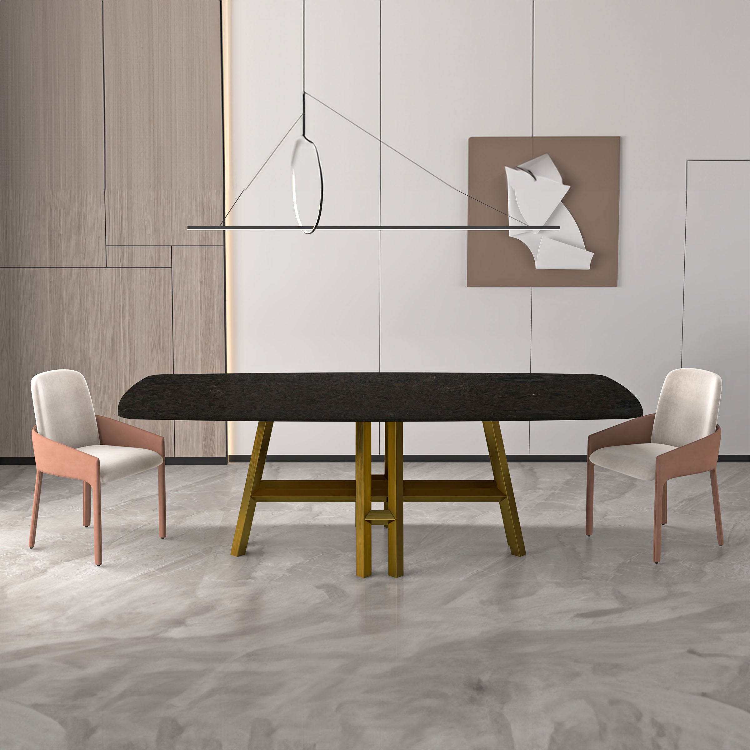 Montreal Natural Stone Dining Table 305DTS24 -  Dining Tables - ebarza Furniture UAE | Shop Modern Furniture in Abu Dhabi & Dubai - مفروشات ايبازرا في الامارات | تسوق اثاث عصري وديكورات مميزة في دبي وابوظبي