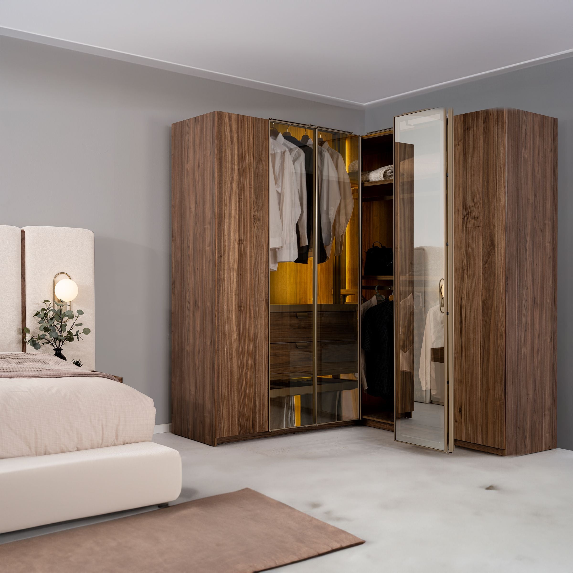 New Antik Corner Wardrobe 200x200cm AKYL-ATKC200 -  Cabinets - ebarza Furniture UAE | Shop Modern Furniture in Abu Dhabi & Dubai - مفروشات ايبازرا في الامارات | تسوق اثاث عصري وديكورات مميزة في دبي وابوظبي