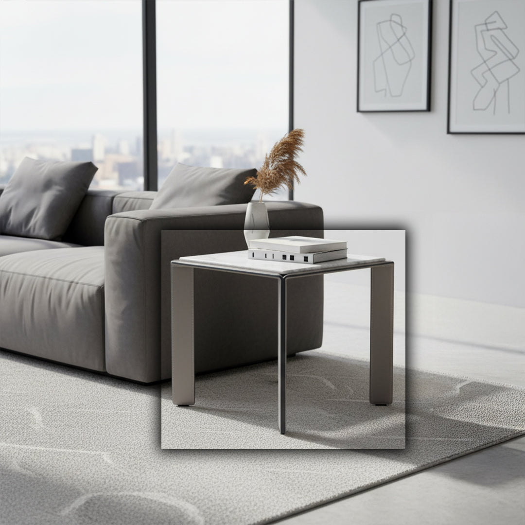 Natural Bianco Carrara Venato Marble Side Table CH-1111S