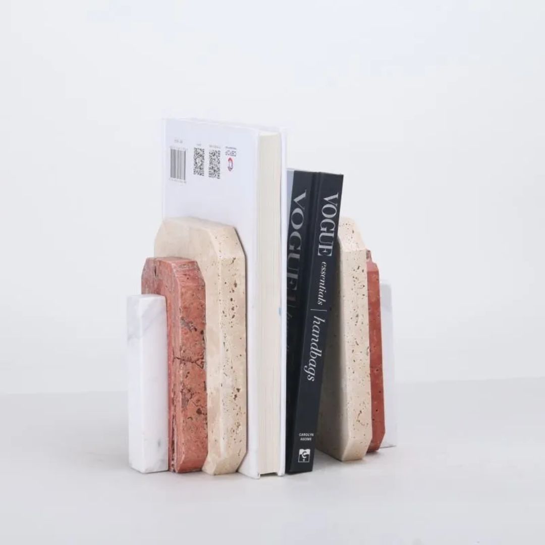 Natural Harmony: Set of 2 Stone Bookends for Timeless Shelf Styling KH3006 -  Bookends - ebarza Furniture UAE | Shop Modern Furniture in Abu Dhabi & Dubai - مفروشات ايبازرا في الامارات | تسوق اثاث عصري وديكورات مميزة في دبي وابوظبي