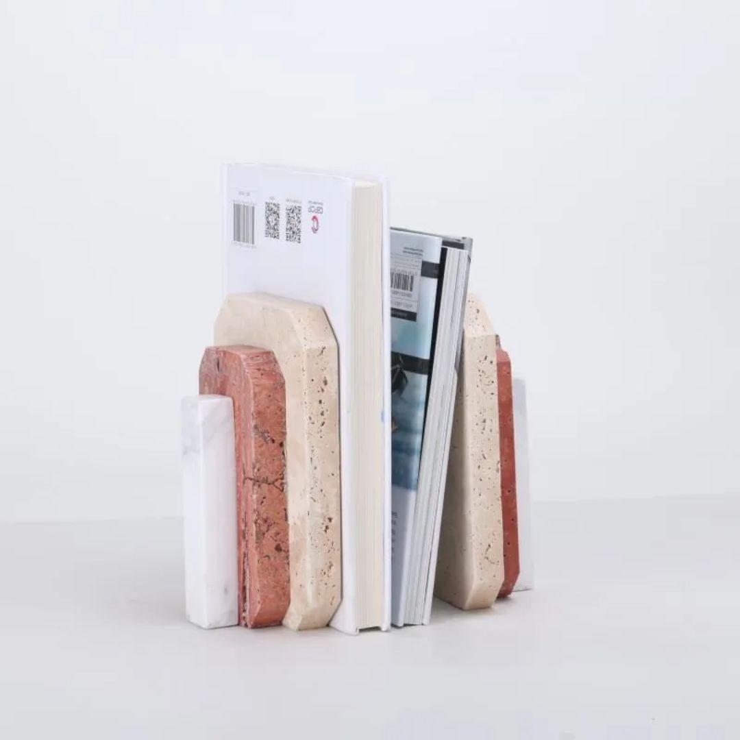 Natural Harmony: Set of 2 Stone Bookends for Timeless Shelf Styling KH3006 -  Bookends - ebarza Furniture UAE | Shop Modern Furniture in Abu Dhabi & Dubai - مفروشات ايبازرا في الامارات | تسوق اثاث عصري وديكورات مميزة في دبي وابوظبي