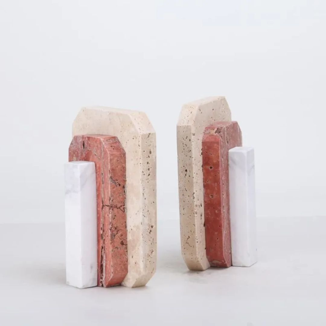 Natural Harmony: Set of 2 Stone Bookends for Timeless Shelf Styling KH3006 -  Bookends - ebarza Furniture UAE | Shop Modern Furniture in Abu Dhabi & Dubai - مفروشات ايبازرا في الامارات | تسوق اثاث عصري وديكورات مميزة في دبي وابوظبي