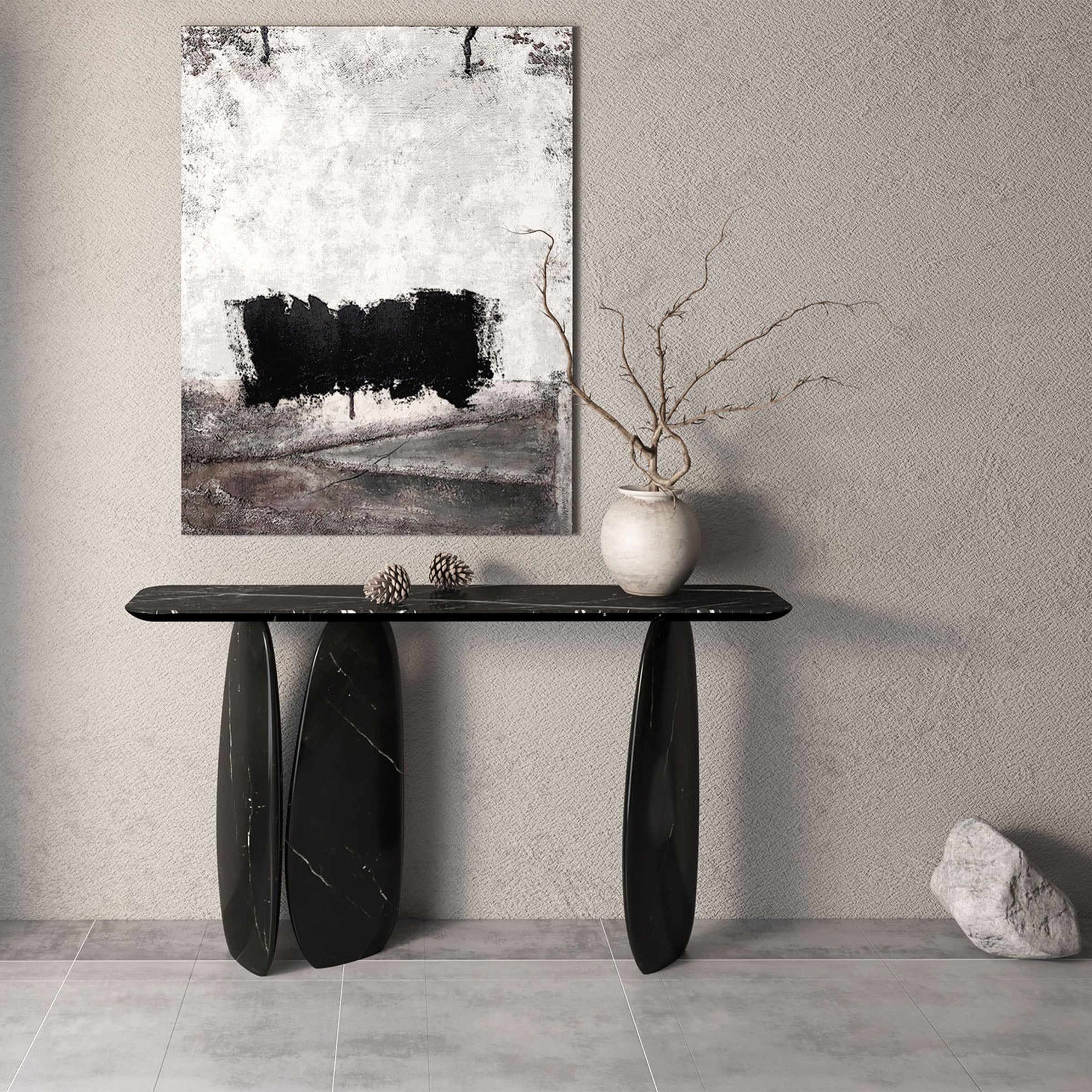 Lisbon Nero Marquina Console Table - 495DTN -  Consoles - ebarza Furniture UAE | Shop Modern Furniture in Abu Dhabi & Dubai - مفروشات ايبازرا في الامارات | تسوق اثاث عصري وديكورات مميزة في دبي وابوظبي