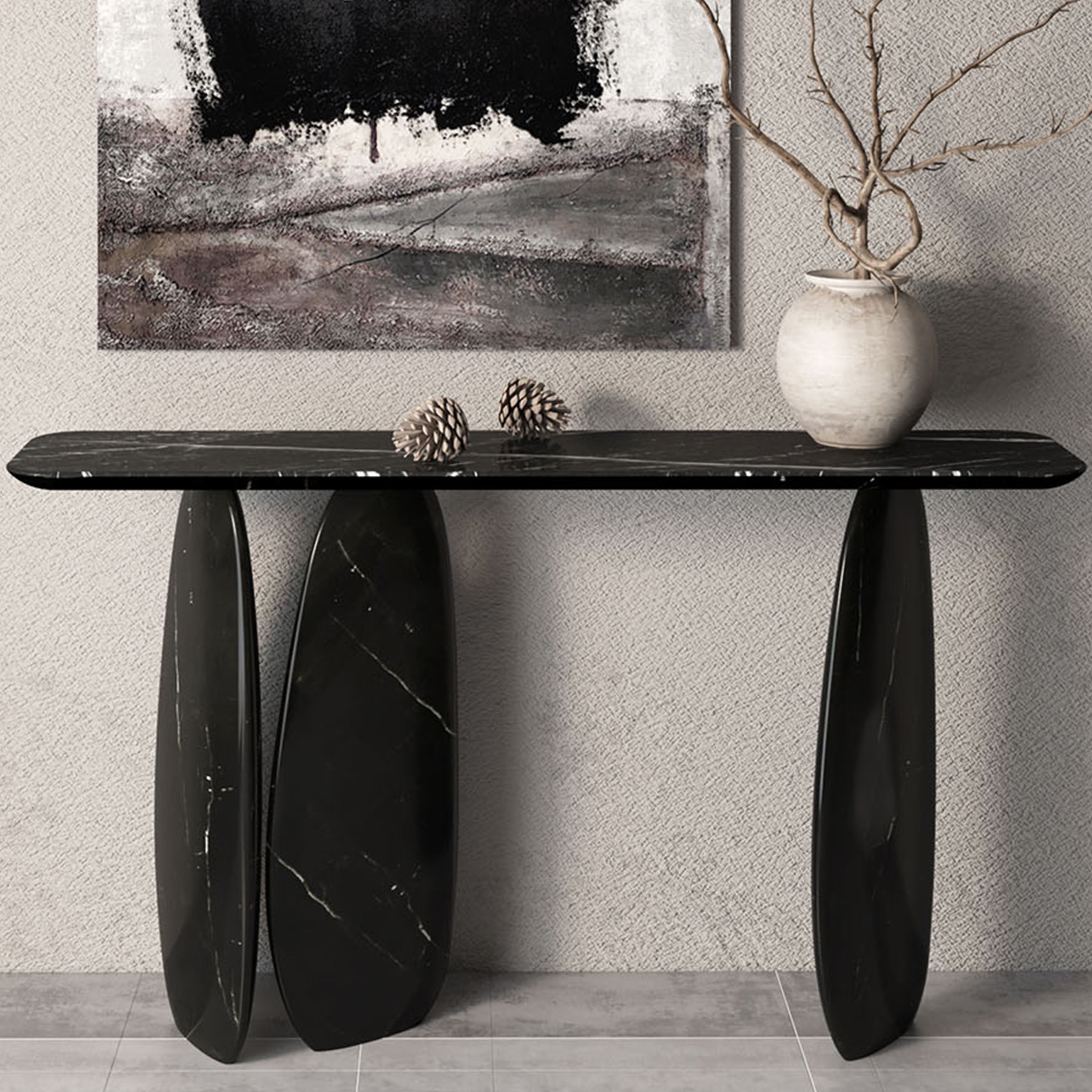 Lisbon Nero Marquina Console Table - 495DTN -  Consoles - ebarza Furniture UAE | Shop Modern Furniture in Abu Dhabi & Dubai - مفروشات ايبازرا في الامارات | تسوق اثاث عصري وديكورات مميزة في دبي وابوظبي