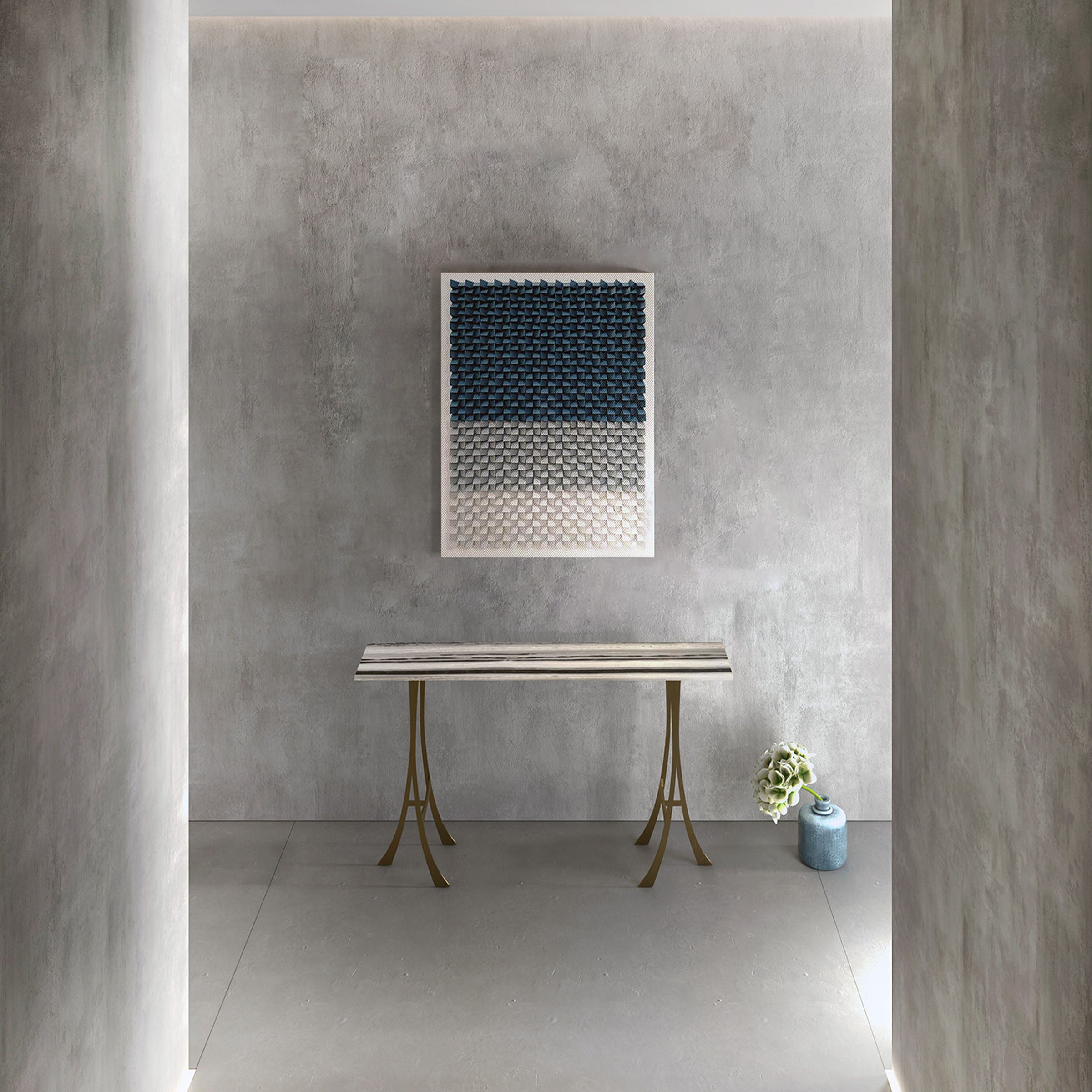 Natural Stone Water Melody Stainless Steel Console Table 421HT -  Consoles - ebarza Furniture UAE | Shop Modern Furniture in Abu Dhabi & Dubai - مفروشات ايبازرا في الامارات | تسوق اثاث عصري وديكورات مميزة في دبي وابوظبي