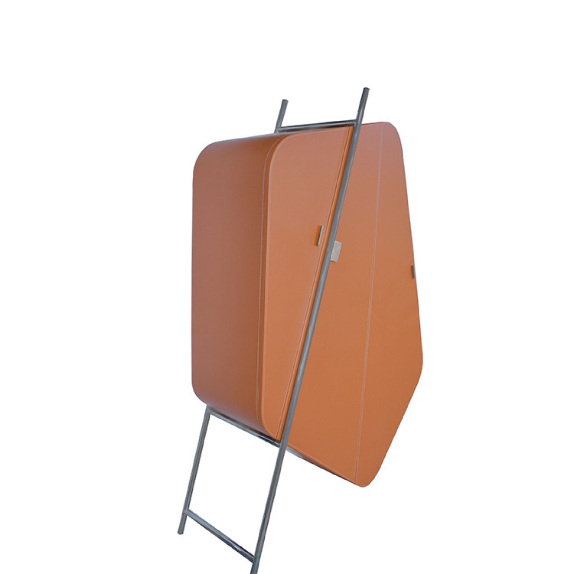 Irragular Shape Highboard / Sideboard Unit Mycroft Orange Saddle Leather and Stainless Steel MLL-T45 -  Cabinets - ebarza Furniture UAE | Shop Modern Furniture in Abu Dhabi & Dubai - مفروشات ايبازرا في الامارات | تسوق اثاث عصري وديكورات مميزة في دبي وابوظبي