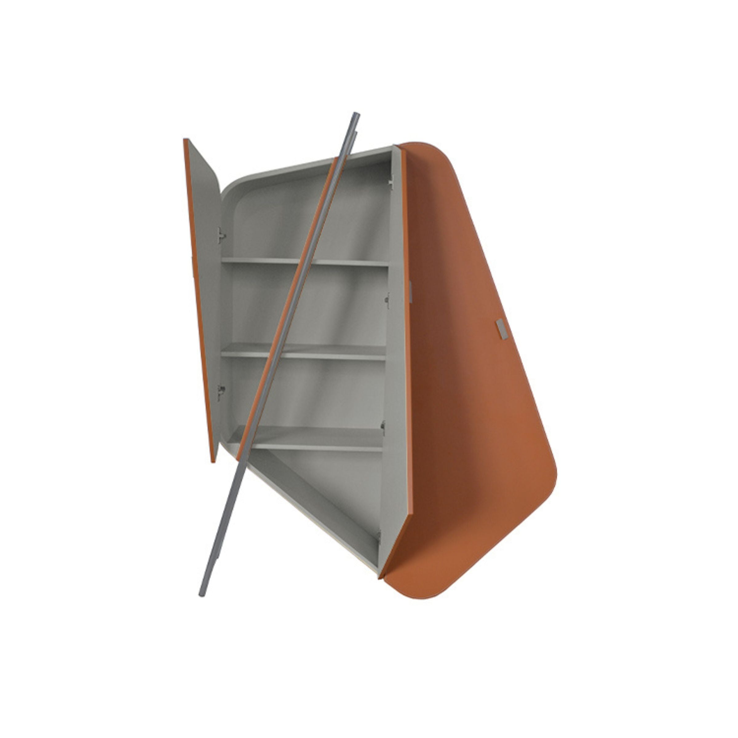 Irragular Shape Highboard / Sideboard Unit Mycroft Orange Saddle Leather and Stainless Steel MLL-T45 -  Cabinets - ebarza Furniture UAE | Shop Modern Furniture in Abu Dhabi & Dubai - مفروشات ايبازرا في الامارات | تسوق اثاث عصري وديكورات مميزة في دبي وابوظبي