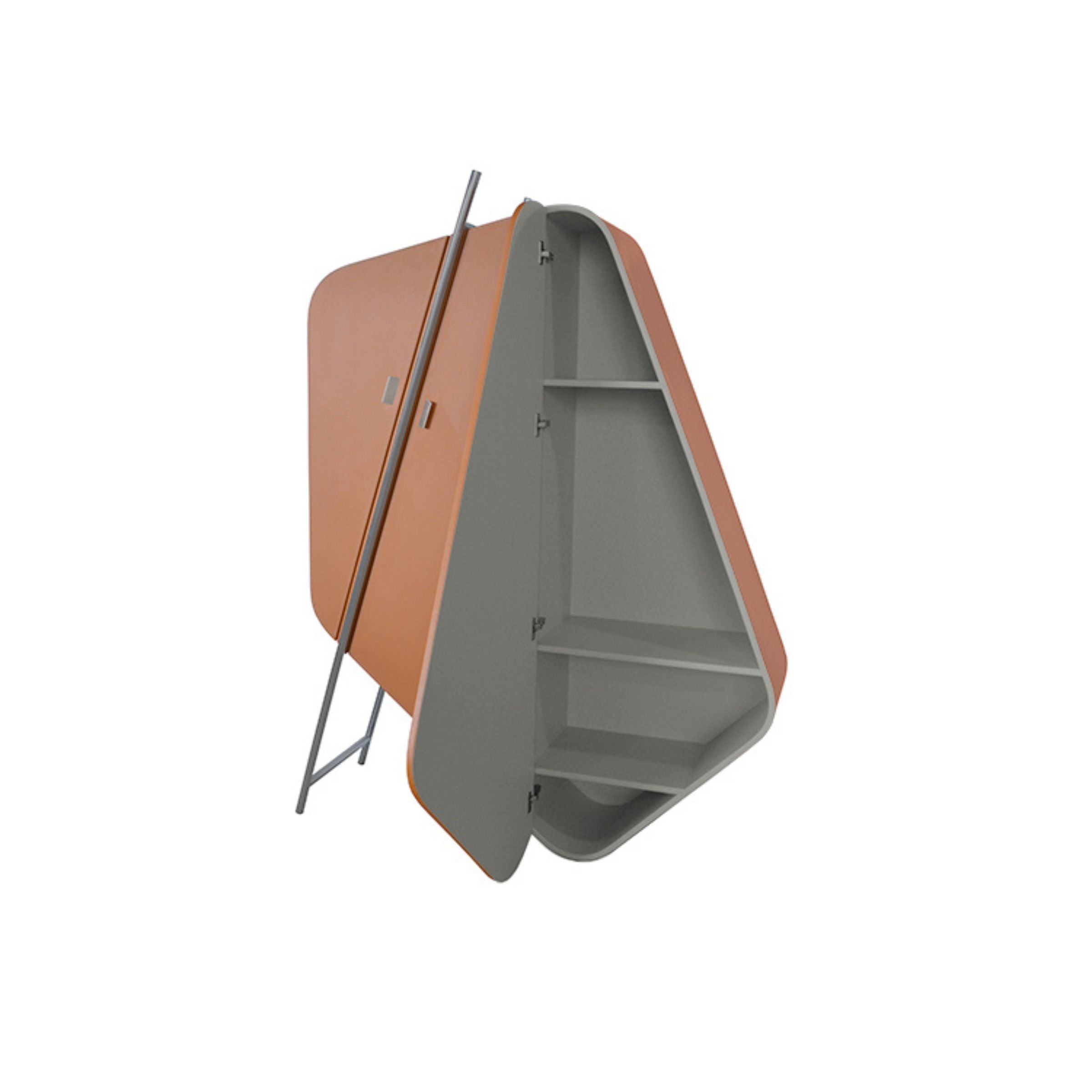 Irragular Shape Highboard / Sideboard Unit Mycroft Orange Saddle Leather and Stainless Steel MLL-T45 -  Cabinets - ebarza Furniture UAE | Shop Modern Furniture in Abu Dhabi & Dubai - مفروشات ايبازرا في الامارات | تسوق اثاث عصري وديكورات مميزة في دبي وابوظبي