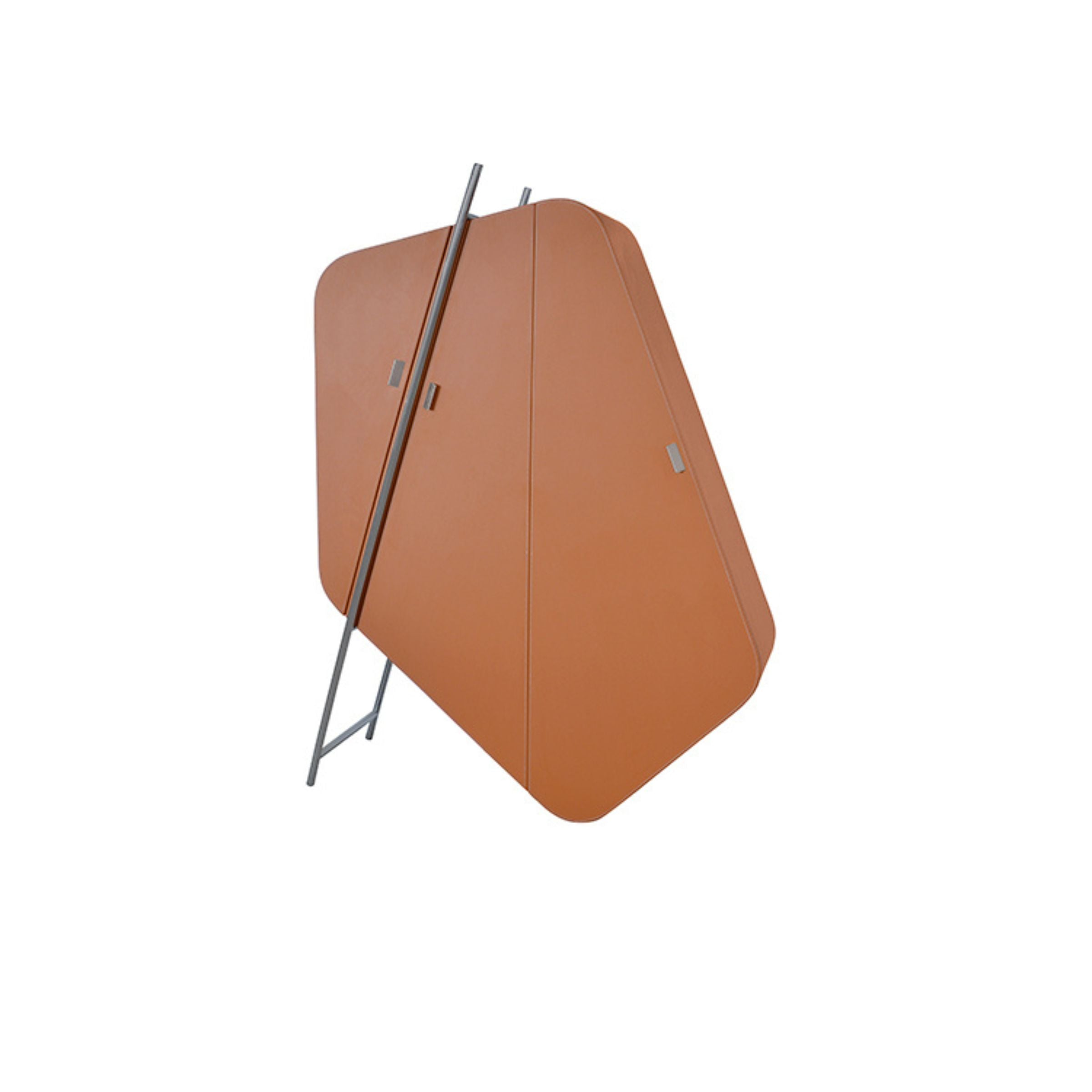 Irragular Shape Highboard / Sideboard Unit Mycroft Orange Saddle Leather and Stainless Steel MLL-T45 -  Cabinets - ebarza Furniture UAE | Shop Modern Furniture in Abu Dhabi & Dubai - مفروشات ايبازرا في الامارات | تسوق اثاث عصري وديكورات مميزة في دبي وابوظبي