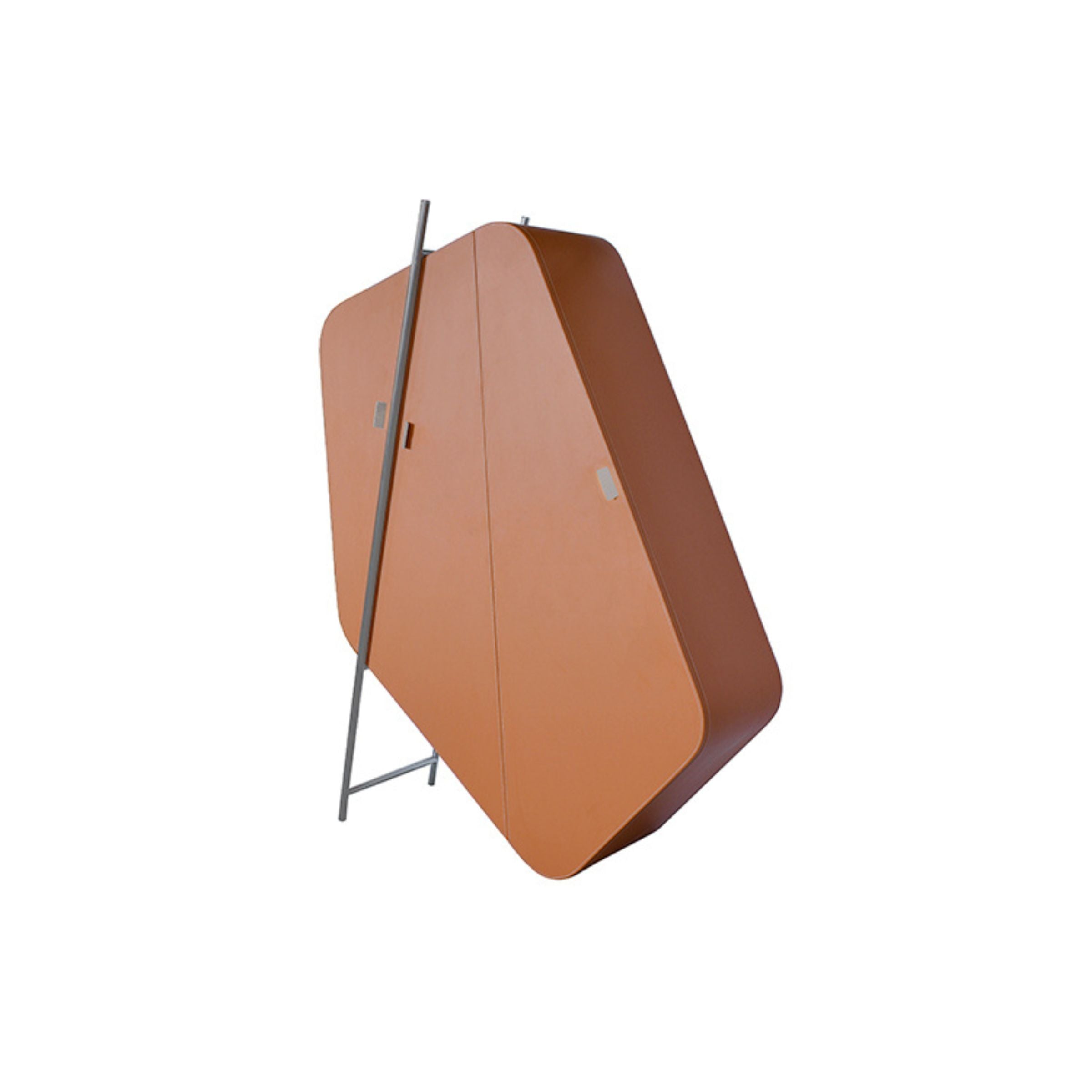 Irragular Shape Highboard / Sideboard Unit Mycroft Orange Saddle Leather and Stainless Steel MLL-T45 -  Cabinets - ebarza Furniture UAE | Shop Modern Furniture in Abu Dhabi & Dubai - مفروشات ايبازرا في الامارات | تسوق اثاث عصري وديكورات مميزة في دبي وابوظبي