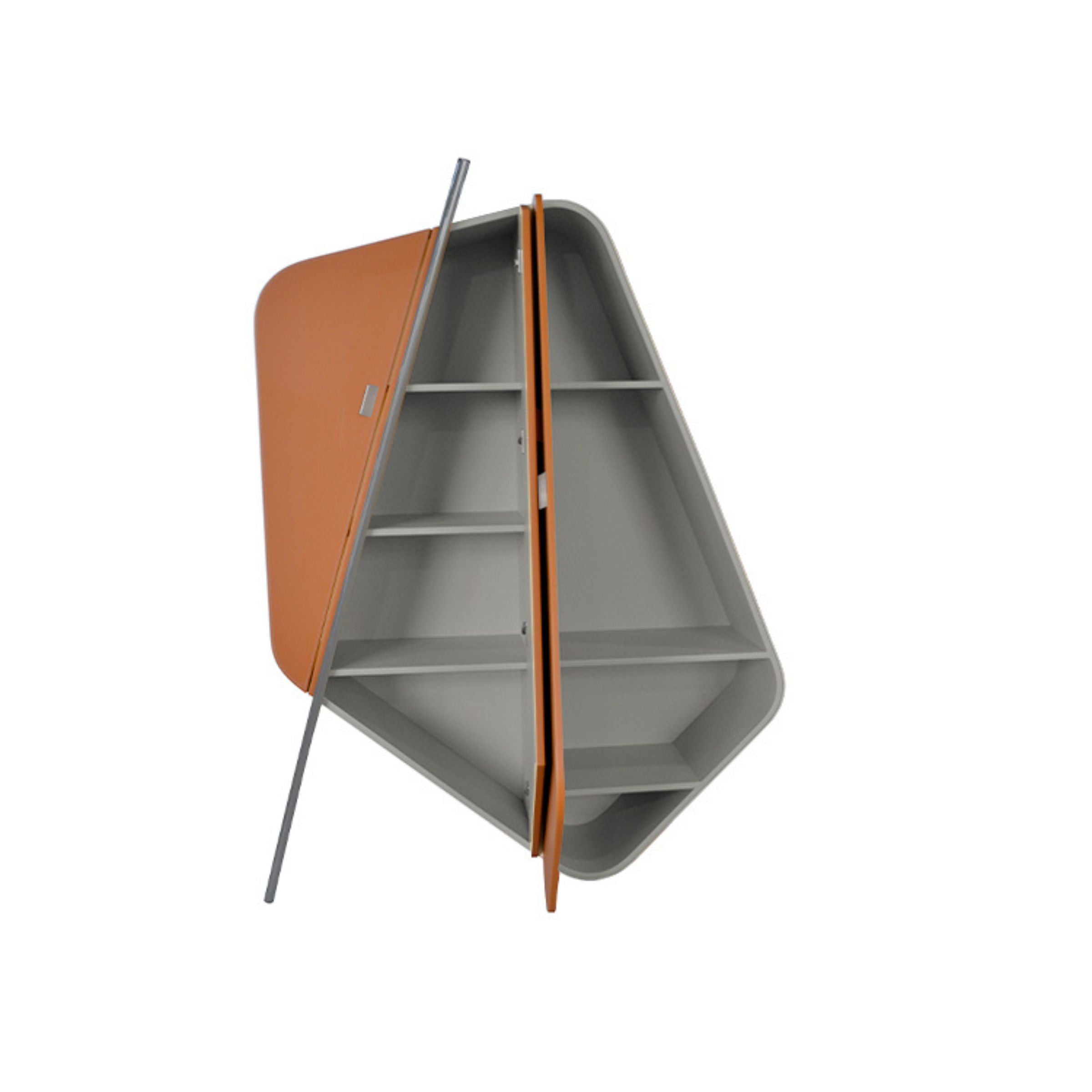 Irragular Shape Highboard / Sideboard Unit Mycroft Orange Saddle Leather and Stainless Steel MLL-T45 -  Cabinets - ebarza Furniture UAE | Shop Modern Furniture in Abu Dhabi & Dubai - مفروشات ايبازرا في الامارات | تسوق اثاث عصري وديكورات مميزة في دبي وابوظبي