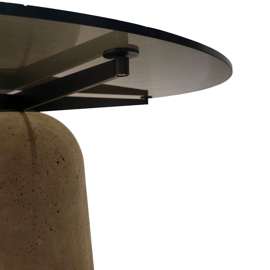 Panorama Glass/Travertine 120cm Dining Table - EB10DT -  Dining Tables - ebarza Furniture UAE | Shop Modern Furniture in Abu Dhabi & Dubai - مفروشات ايبازرا في الامارات | تسوق اثاث عصري وديكورات مميزة في دبي وابوظبي