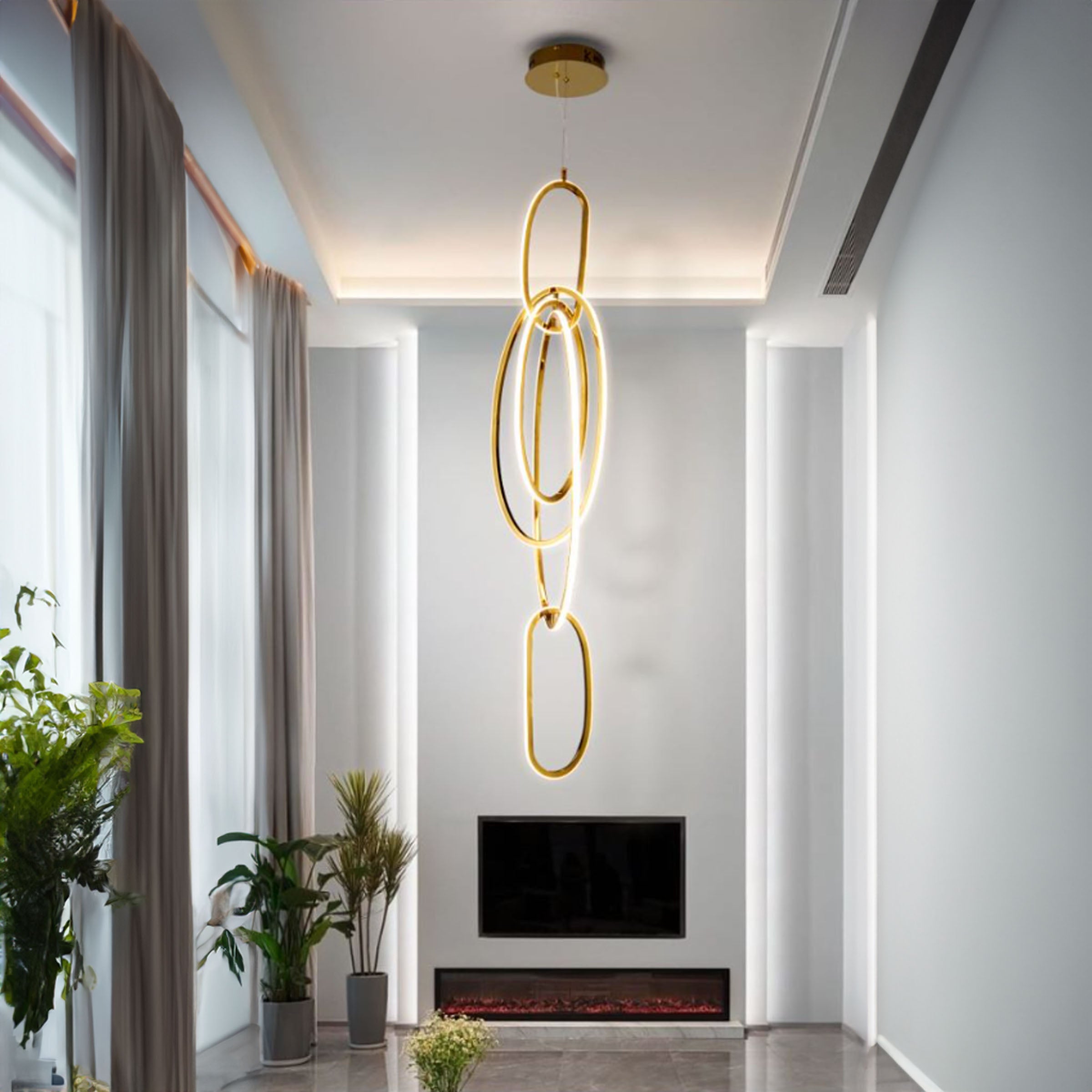 Cosmic Rings Golden Pendant Lamp CY-DD-1047 -  Pendant Lamps - ebarza Furniture UAE | Shop Modern Furniture in Abu Dhabi & Dubai - مفروشات ايبازرا في الامارات | تسوق اثاث عصري وديكورات مميزة في دبي وابوظبي