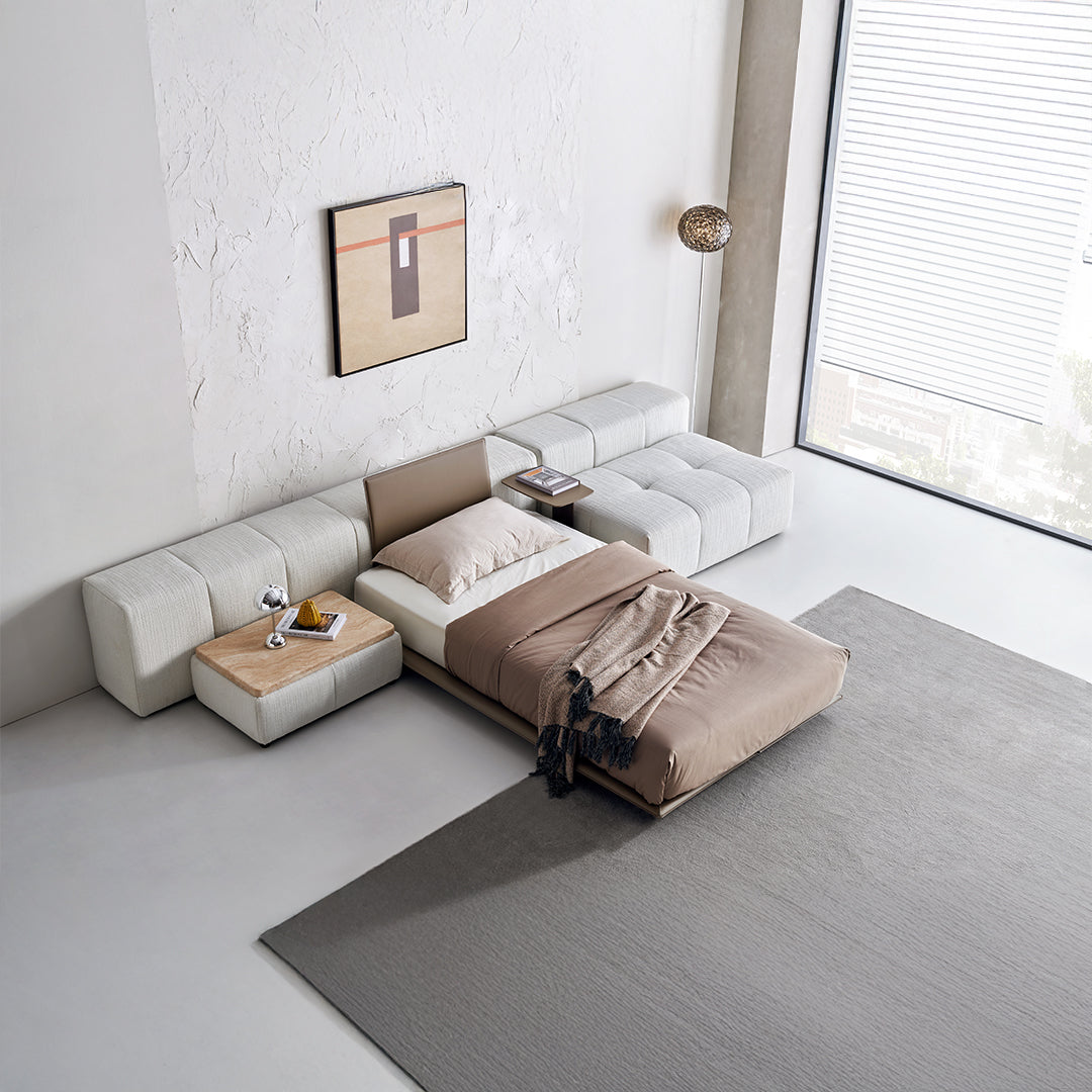 Puzzle Suspended Single Bed Base with 1 backrest - SF080 -  Bedsteads - ebarza Furniture UAE | Shop Modern Furniture in Abu Dhabi & Dubai - مفروشات ايبازرا في الامارات | تسوق اثاث عصري وديكورات مميزة في دبي وابوظبي