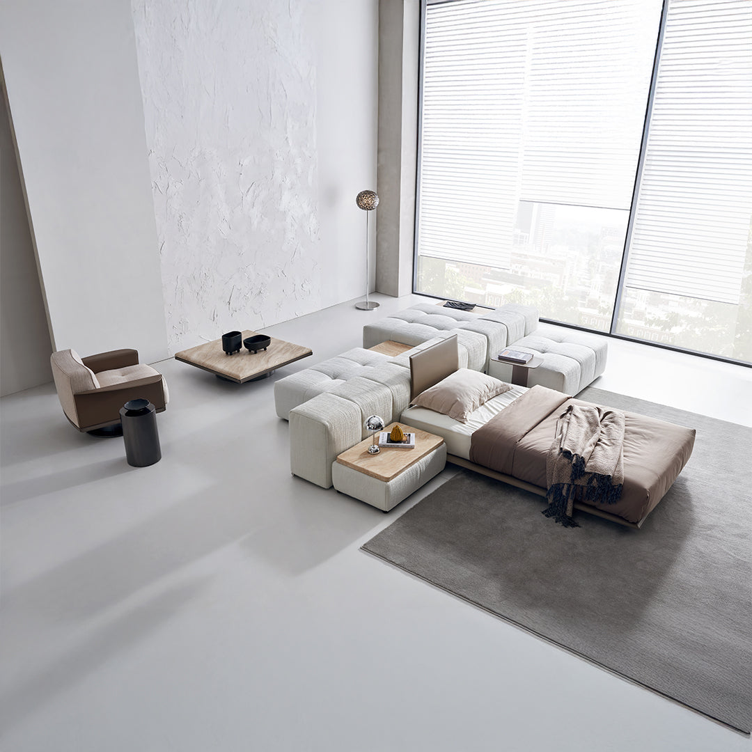 Puzzle Suspended Single Bed Base with 1 backrest - SF080 -  Bedsteads - ebarza Furniture UAE | Shop Modern Furniture in Abu Dhabi & Dubai - مفروشات ايبازرا في الامارات | تسوق اثاث عصري وديكورات مميزة في دبي وابوظبي
