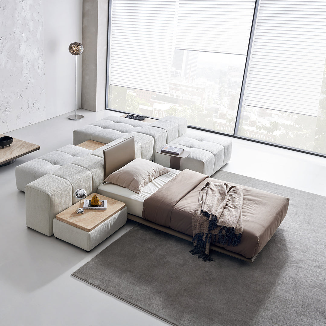 Puzzle Suspended Single Bed Base with 1 backrest - SF080 -  Bedsteads - ebarza Furniture UAE | Shop Modern Furniture in Abu Dhabi & Dubai - مفروشات ايبازرا في الامارات | تسوق اثاث عصري وديكورات مميزة في دبي وابوظبي