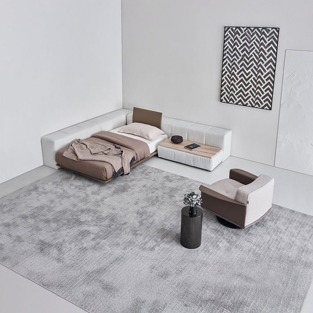Puzzle Suspended Single Bed Base with 1 backrest - SF080 -  Bedsteads - ebarza Furniture UAE | Shop Modern Furniture in Abu Dhabi & Dubai - مفروشات ايبازرا في الامارات | تسوق اثاث عصري وديكورات مميزة في دبي وابوظبي