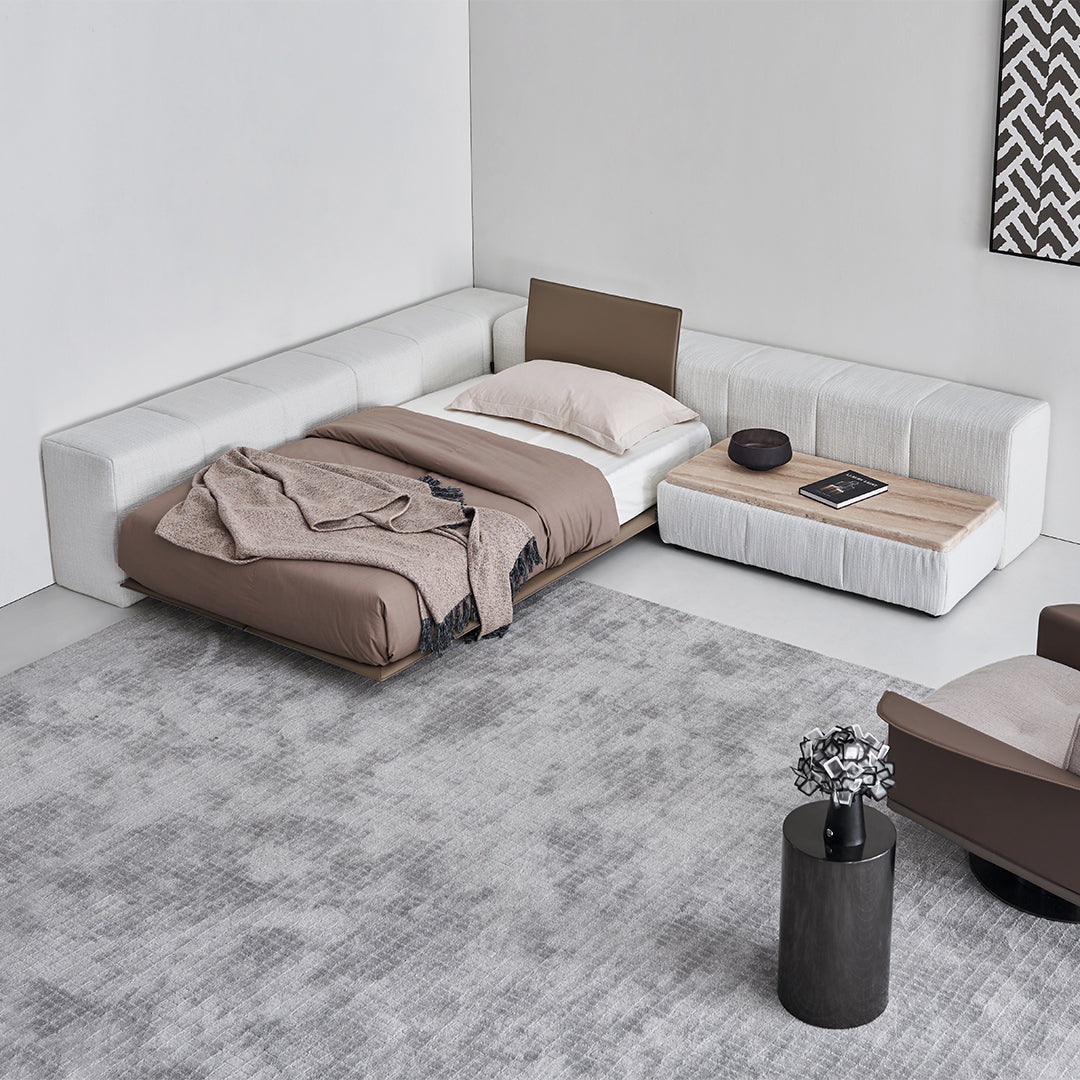 Puzzle Suspended Single Bed Base with 1 backrest - SF080 -  Bedsteads - ebarza Furniture UAE | Shop Modern Furniture in Abu Dhabi & Dubai - مفروشات ايبازرا في الامارات | تسوق اثاث عصري وديكورات مميزة في دبي وابوظبي