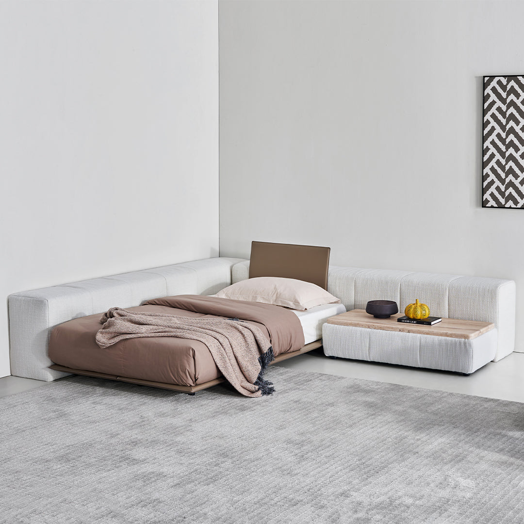 Puzzle Suspended Single Bed Base with 1 backrest - SF080 -  Bedsteads - ebarza Furniture UAE | Shop Modern Furniture in Abu Dhabi & Dubai - مفروشات ايبازرا في الامارات | تسوق اثاث عصري وديكورات مميزة في دبي وابوظبي