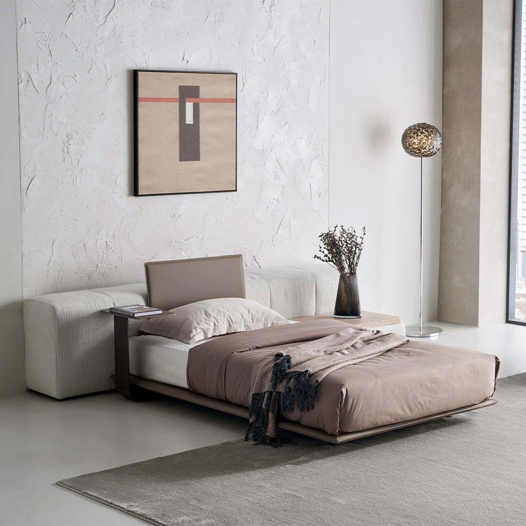 Puzzle Suspended Single Bed Base with 1 backrest - SF080 -  Bedsteads - ebarza Furniture UAE | Shop Modern Furniture in Abu Dhabi & Dubai - مفروشات ايبازرا في الامارات | تسوق اثاث عصري وديكورات مميزة في دبي وابوظبي
