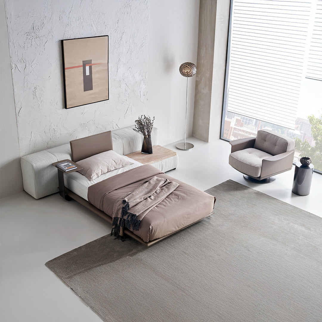 Puzzle Suspended Single Bed Base with 1 backrest - SF080 -  Bedsteads - ebarza Furniture UAE | Shop Modern Furniture in Abu Dhabi & Dubai - مفروشات ايبازرا في الامارات | تسوق اثاث عصري وديكورات مميزة في دبي وابوظبي