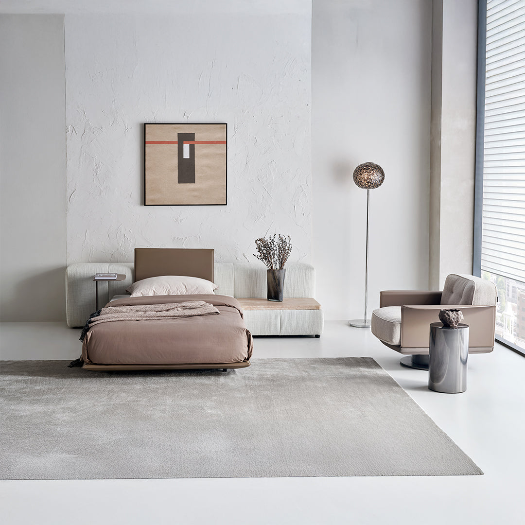 Puzzle Suspended Single Bed Base with 1 backrest - SF080 -  Bedsteads - ebarza Furniture UAE | Shop Modern Furniture in Abu Dhabi & Dubai - مفروشات ايبازرا في الامارات | تسوق اثاث عصري وديكورات مميزة في دبي وابوظبي