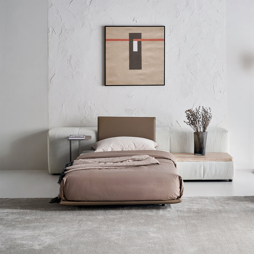 Puzzle Suspended Single Bed Base with 1 backrest - SF080 -  Bedsteads - ebarza Furniture UAE | Shop Modern Furniture in Abu Dhabi & Dubai - مفروشات ايبازرا في الامارات | تسوق اثاث عصري وديكورات مميزة في دبي وابوظبي