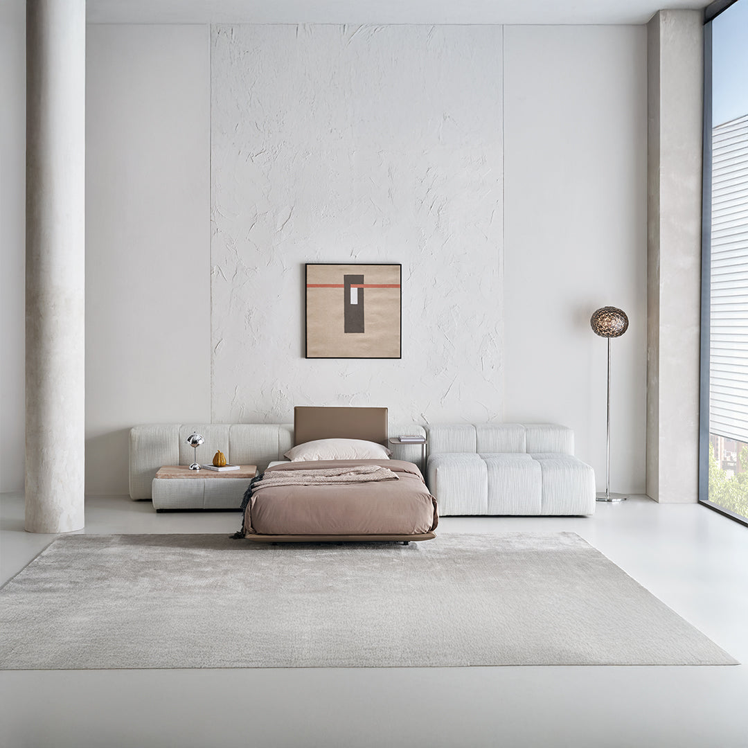 Puzzle Suspended Single Bed Base with 1 backrest - SF080 -  Bedsteads - ebarza Furniture UAE | Shop Modern Furniture in Abu Dhabi & Dubai - مفروشات ايبازرا في الامارات | تسوق اثاث عصري وديكورات مميزة في دبي وابوظبي