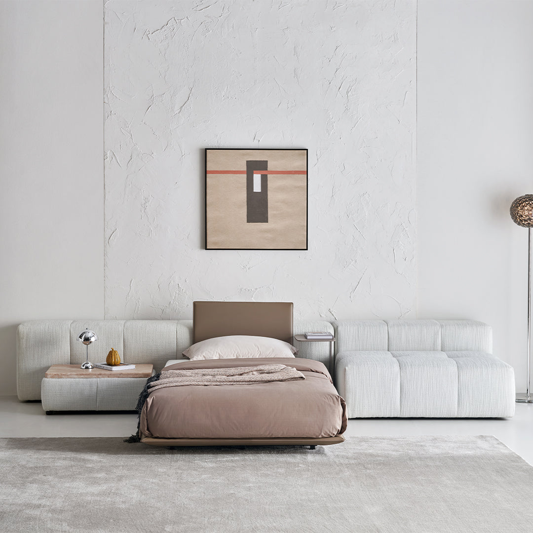 Puzzle Suspended Single Bed Base with 1 backrest - SF080 -  Bedsteads - ebarza Furniture UAE | Shop Modern Furniture in Abu Dhabi & Dubai - مفروشات ايبازرا في الامارات | تسوق اثاث عصري وديكورات مميزة في دبي وابوظبي