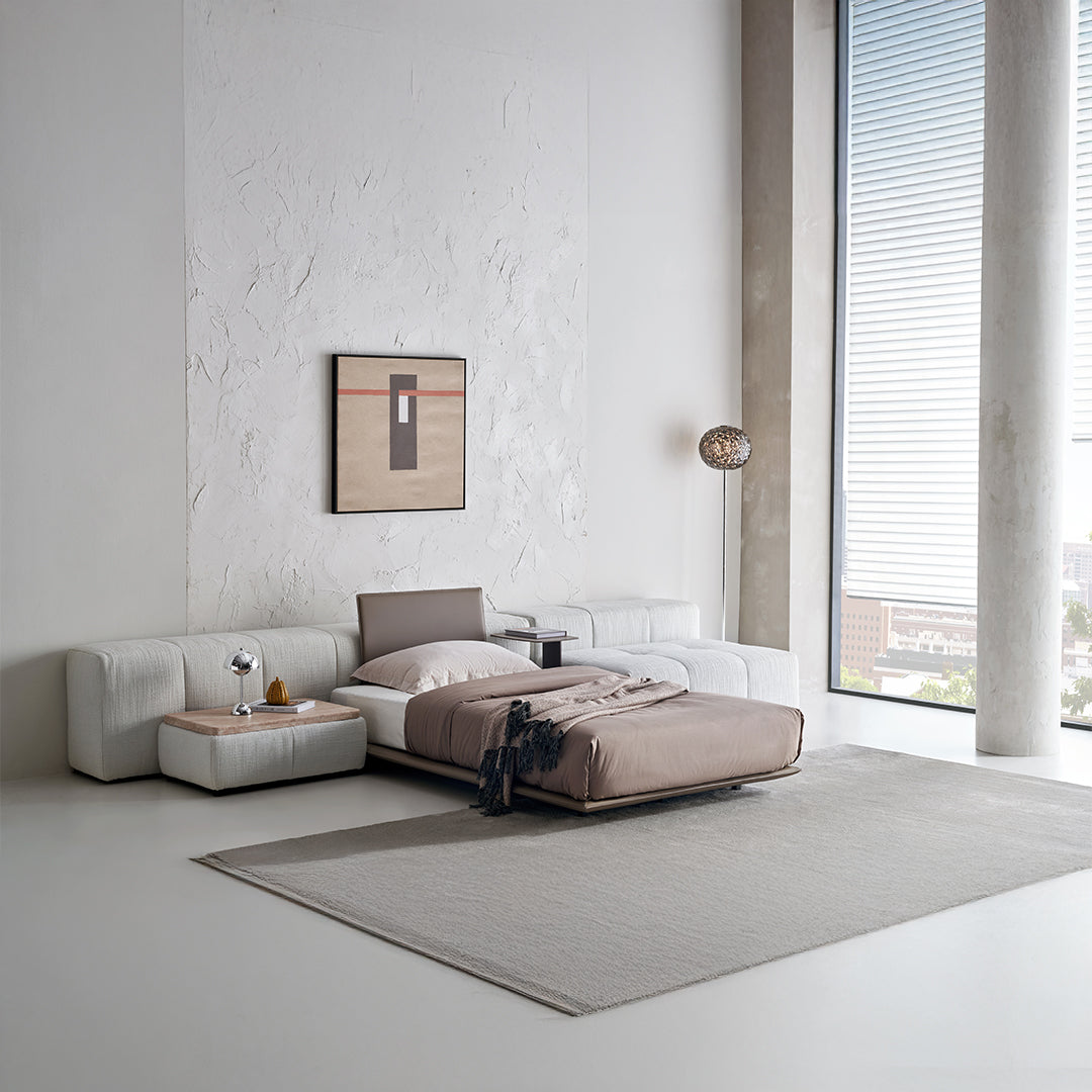 Puzzle Suspended Single Bed Base with 1 backrest - SF080 -  Bedsteads - ebarza Furniture UAE | Shop Modern Furniture in Abu Dhabi & Dubai - مفروشات ايبازرا في الامارات | تسوق اثاث عصري وديكورات مميزة في دبي وابوظبي
