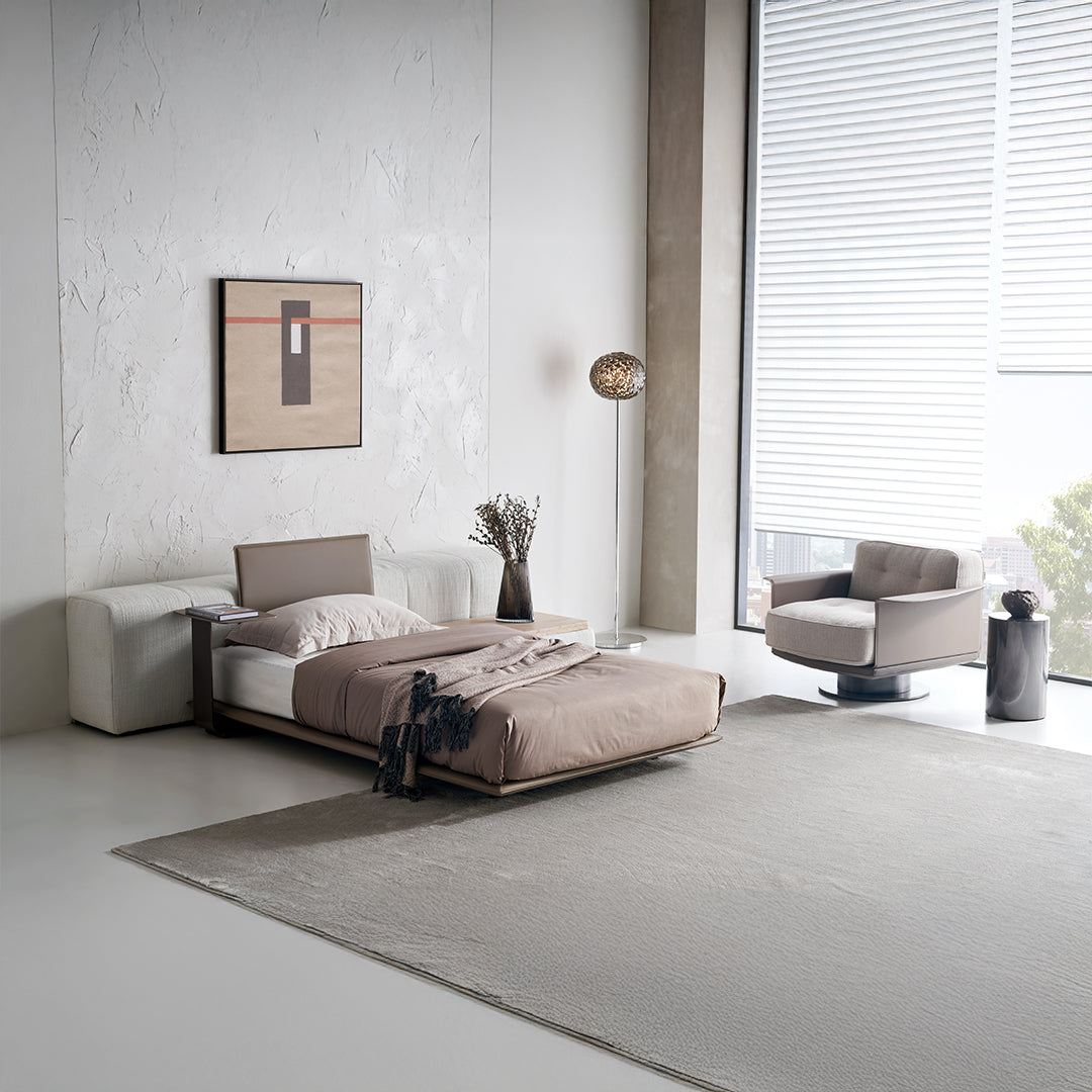 Puzzle Suspended Single Bed Base with 1 backrest - SF080 -  Bedsteads - ebarza Furniture UAE | Shop Modern Furniture in Abu Dhabi & Dubai - مفروشات ايبازرا في الامارات | تسوق اثاث عصري وديكورات مميزة في دبي وابوظبي