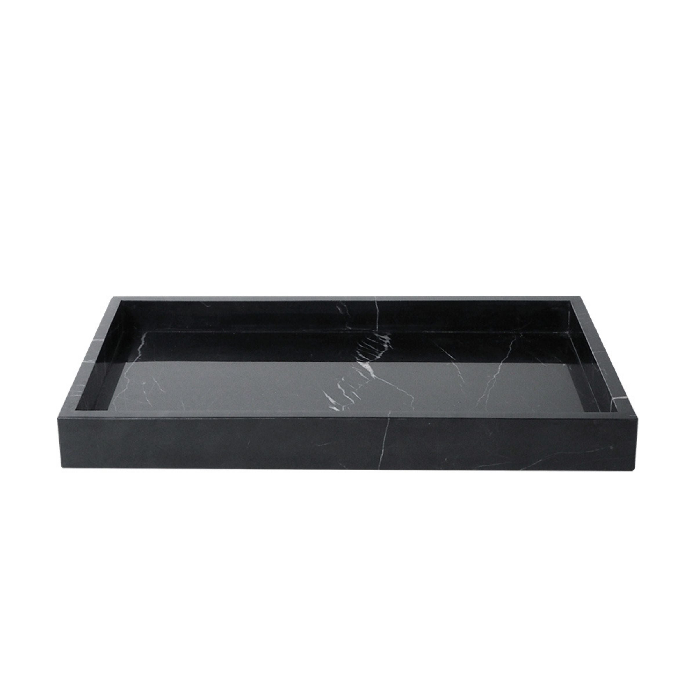 Marquina Black And White Root Marble Rectangular Large Tray RHD890 -  Trays - ebarza Furniture UAE | Shop Modern Furniture in Abu Dhabi & Dubai - مفروشات ايبازرا في الامارات | تسوق اثاث عصري وديكورات مميزة في دبي وابوظبي