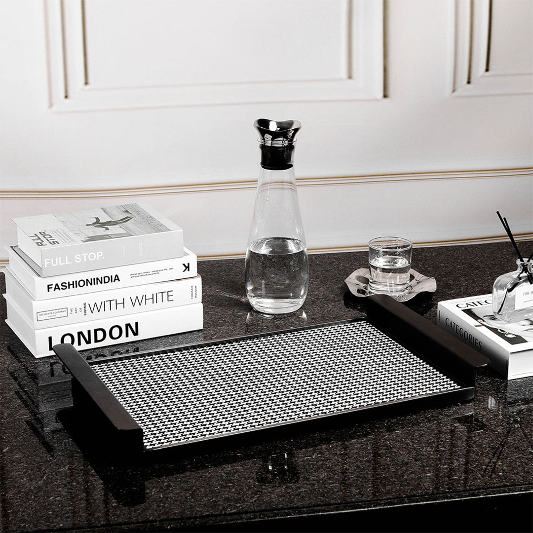 Rectangular Weaven Leather Tray-L - KC4019BL -  Home Decor Figurines - ebarza Furniture UAE | Shop Modern Furniture in Abu Dhabi & Dubai - مفروشات ايبازرا في الامارات | تسوق اثاث عصري وديكورات مميزة في دبي وابوظبي