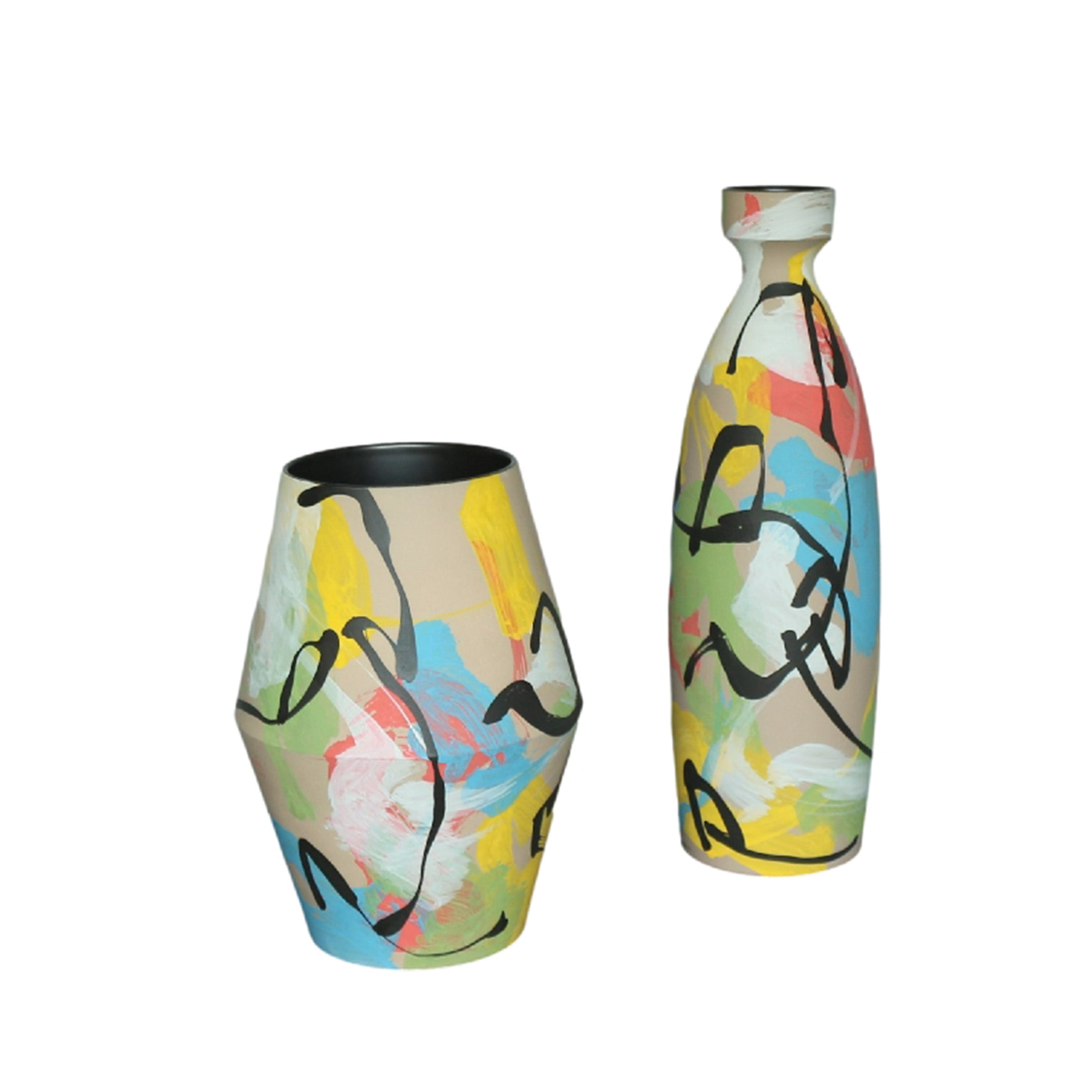 Hand-Painted Floral Burst Vase  S23043 -  Vases - ebarza Furniture UAE | Shop Modern Furniture in Abu Dhabi & Dubai - مفروشات ايبازرا في الامارات | تسوق اثاث عصري وديكورات مميزة في دبي وابوظبي