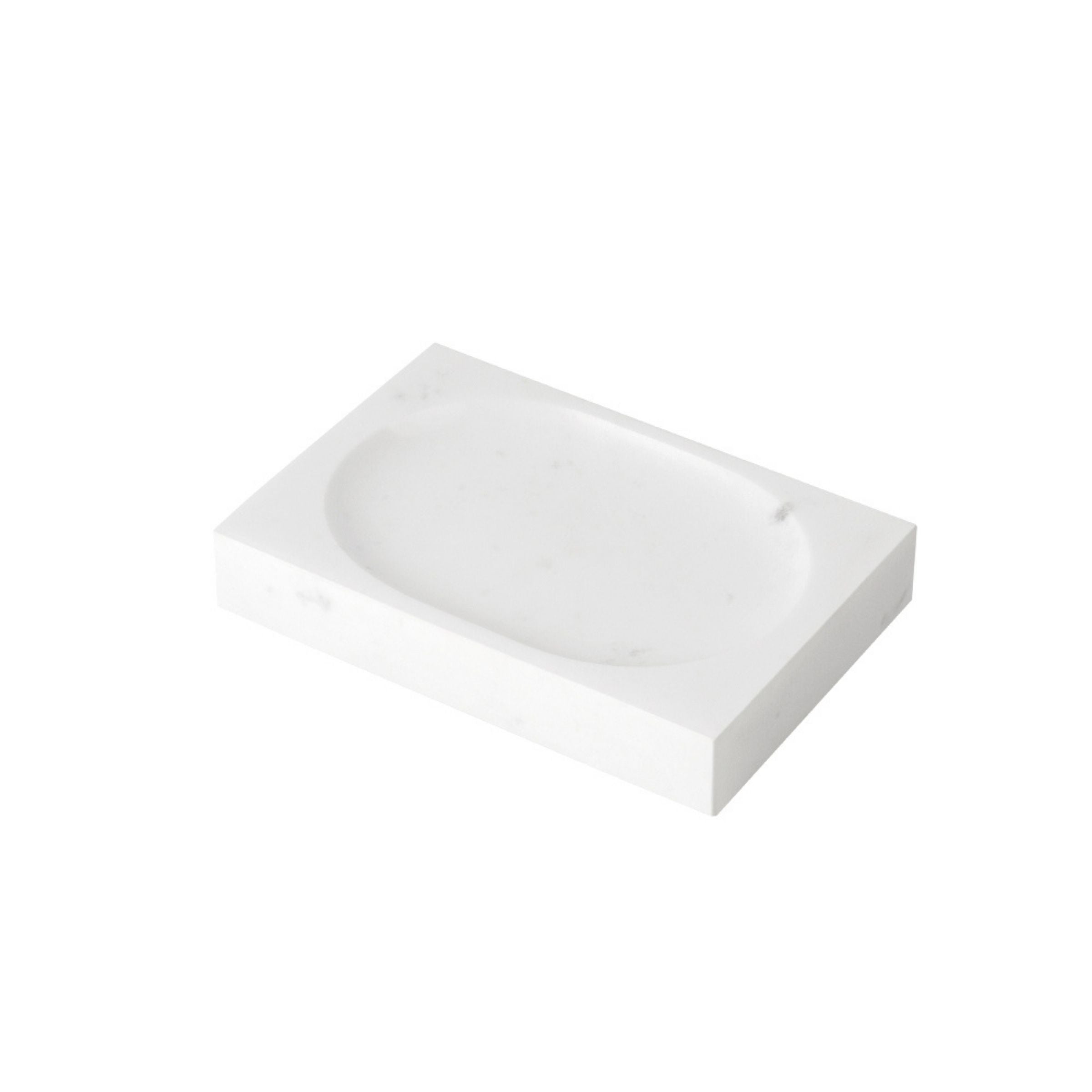 Jazz White Marble Rectangular Soap Dish SBK880-3 -  Bathroom Accessories - ebarza Furniture UAE | Shop Modern Furniture in Abu Dhabi & Dubai - مفروشات ايبازرا في الامارات | تسوق اثاث عصري وديكورات مميزة في دبي وابوظبي