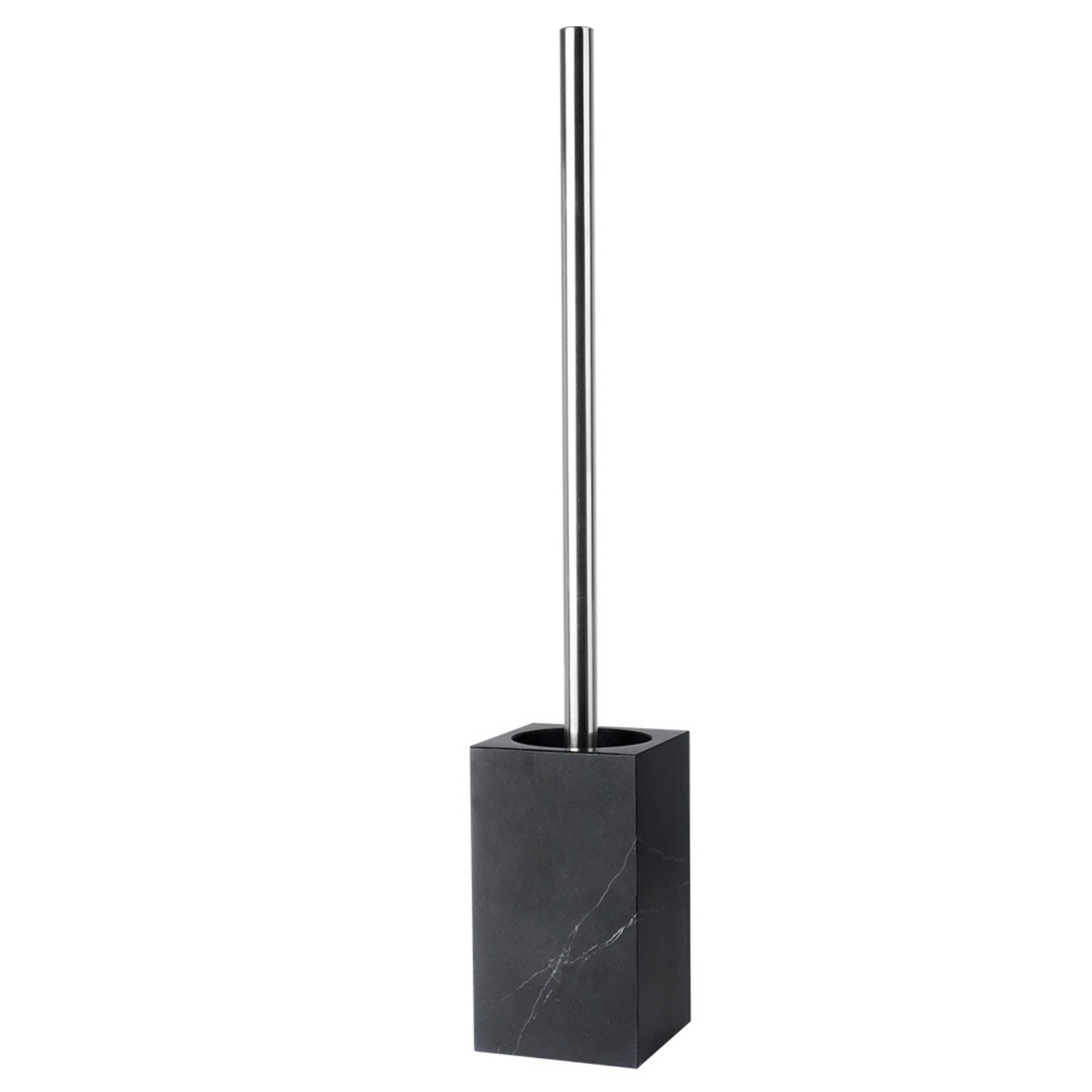 Marquina Black And White Marble Square Toilet Brush SBK890-7 -  Bathroom Accessories - ebarza Furniture UAE | Shop Modern Furniture in Abu Dhabi & Dubai - مفروشات ايبازرا في الامارات | تسوق اثاث عصري وديكورات مميزة في دبي وابوظبي