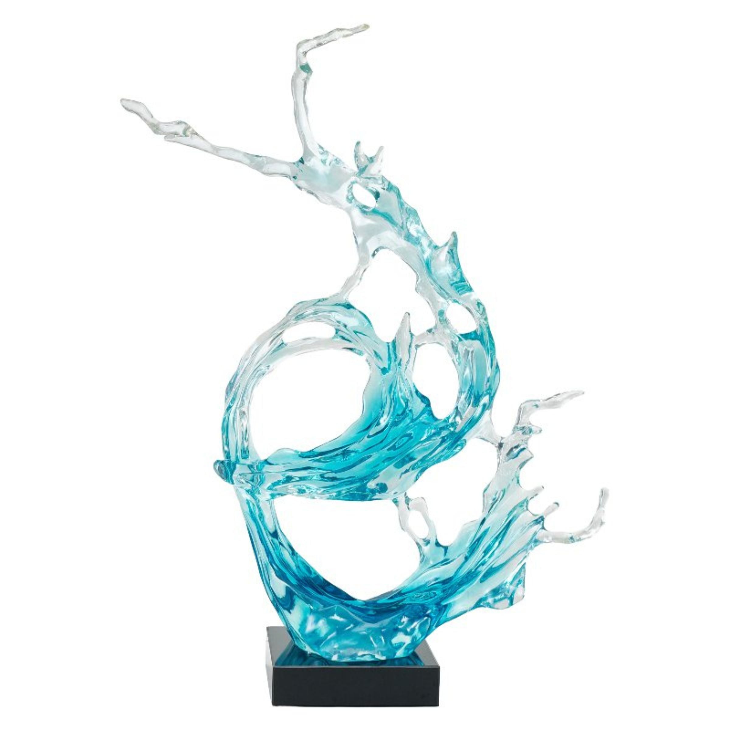 LIGHT BLUE  & CLEAR ABSTRACT SCULPTURE SH-S017 -  Home Decor Figurines - ebarza Furniture UAE | Shop Modern Furniture in Abu Dhabi & Dubai - مفروشات ايبازرا في الامارات | تسوق اثاث عصري وديكورات مميزة في دبي وابوظبي