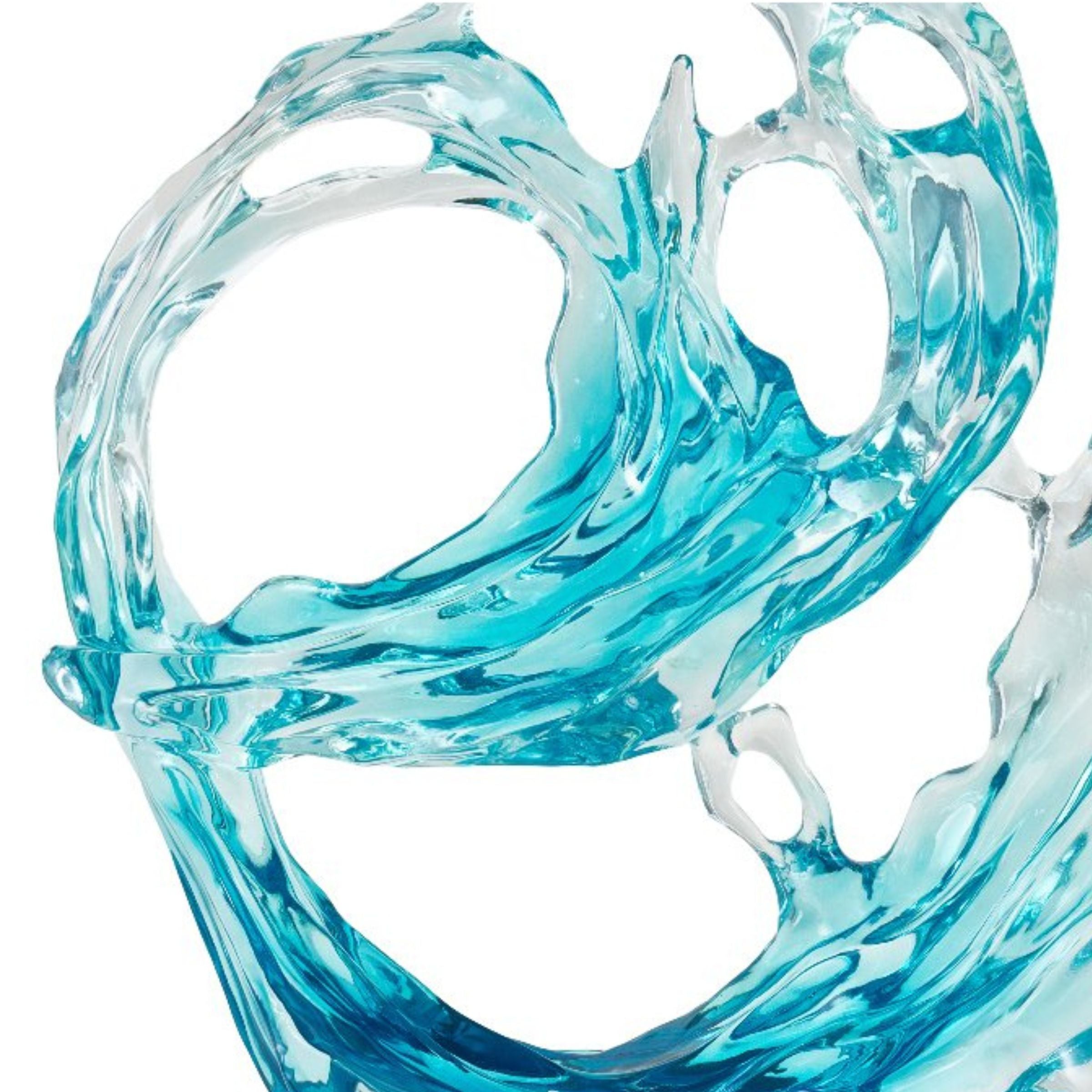 LIGHT BLUE  & CLEAR ABSTRACT SCULPTURE SH-S017 -  Home Decor Figurines - ebarza Furniture UAE | Shop Modern Furniture in Abu Dhabi & Dubai - مفروشات ايبازرا في الامارات | تسوق اثاث عصري وديكورات مميزة في دبي وابوظبي