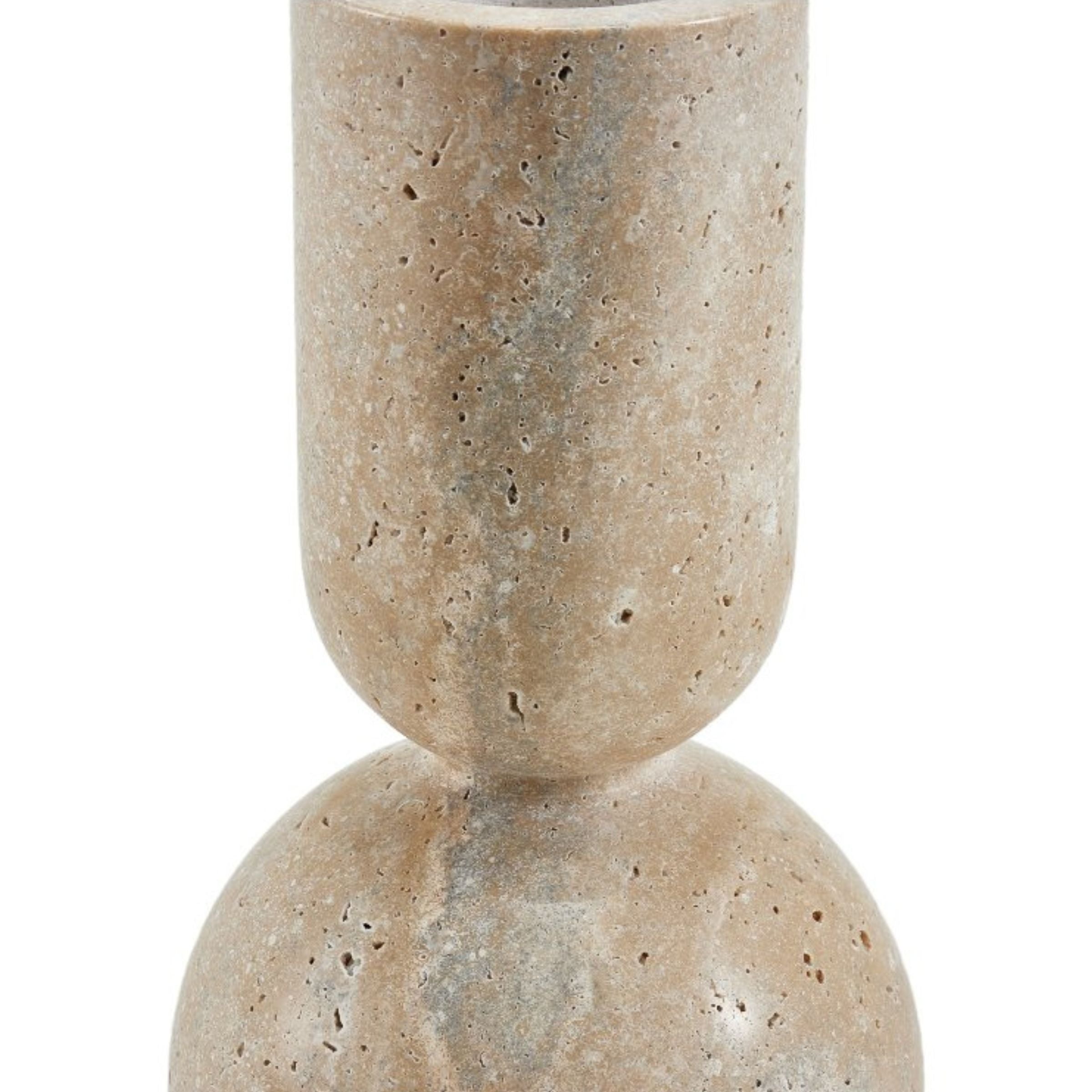 BEIGE MARBLE CANDLE HOLDER-LG  F1190L -  Candle Holders - ebarza Furniture UAE | Shop Modern Furniture in Abu Dhabi & Dubai - مفروشات ايبازرا في الامارات | تسوق اثاث عصري وديكورات مميزة في دبي وابوظبي