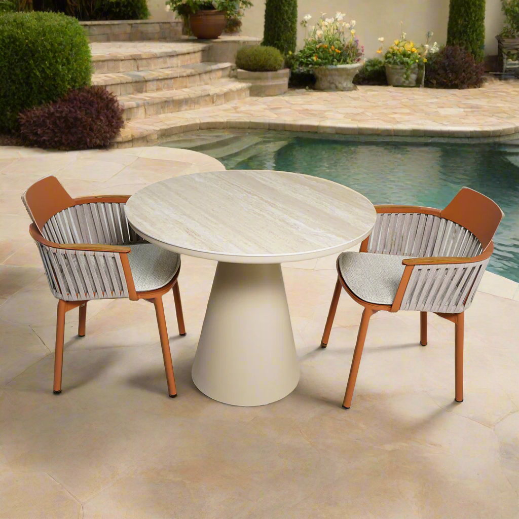 Porto Outdoor Dining/Armchair with Alu Back and PVC Strap - AC2022N04ROP -  Chairs - ebarza Furniture UAE | Shop Modern Furniture in Abu Dhabi & Dubai - مفروشات ايبازرا في الامارات | تسوق اثاث عصري وديكورات مميزة في دبي وابوظبي