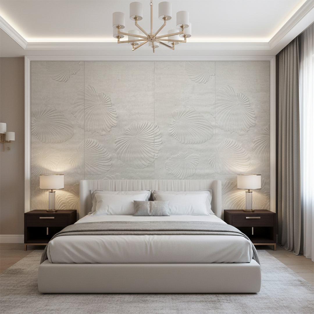 Set of 2 Lunar Bloom Textured Wall Fabric Wallcovering - 3MU-A14A/3MU-A14B