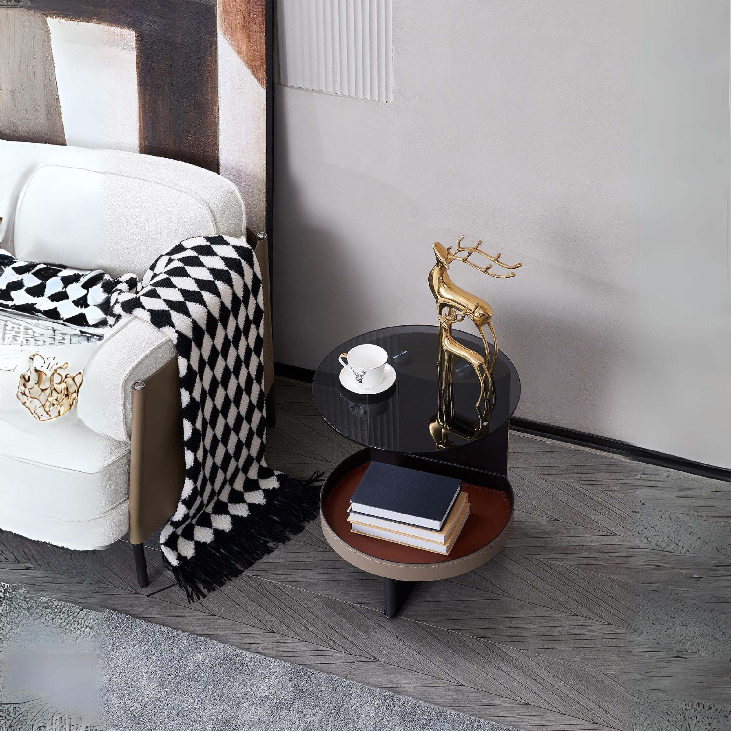 Organic Round Side Table MLL-D117 -  Side Tables - ebarza Furniture UAE | Shop Modern Furniture in Abu Dhabi & Dubai - مفروشات ايبازرا في الامارات | تسوق اثاث عصري وديكورات مميزة في دبي وابوظبي