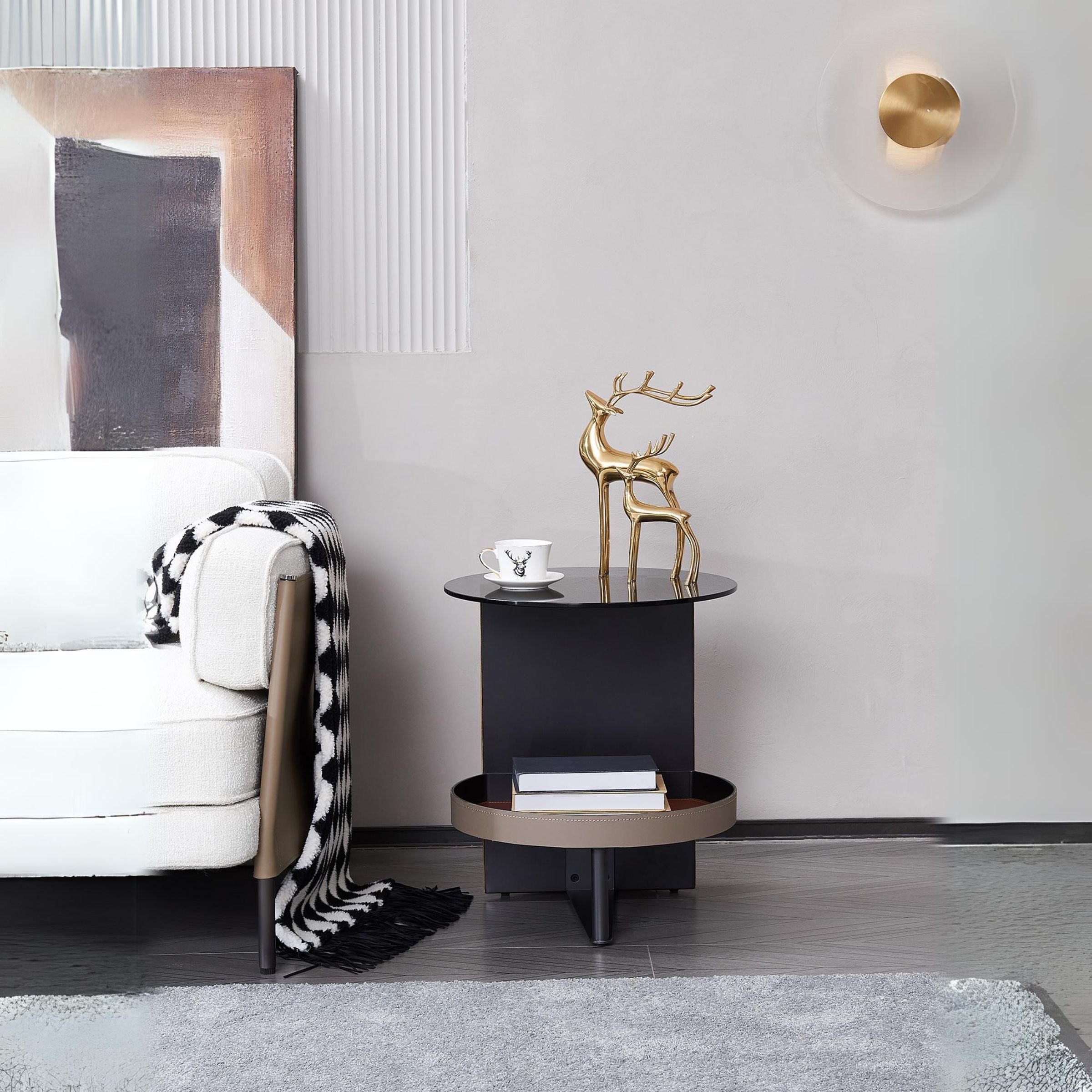 Organic Round Side Table MLL-D117 -  Side Tables - ebarza Furniture UAE | Shop Modern Furniture in Abu Dhabi & Dubai - مفروشات ايبازرا في الامارات | تسوق اثاث عصري وديكورات مميزة في دبي وابوظبي