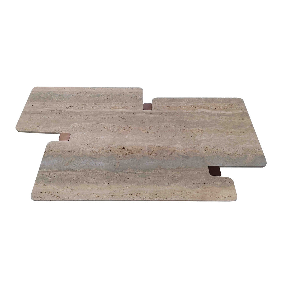 Silvia Travertine Center Table - 449CTS -  Coffee tables - ebarza Furniture UAE | Shop Modern Furniture in Abu Dhabi & Dubai - مفروشات ايبازرا في الامارات | تسوق اثاث عصري وديكورات مميزة في دبي وابوظبي